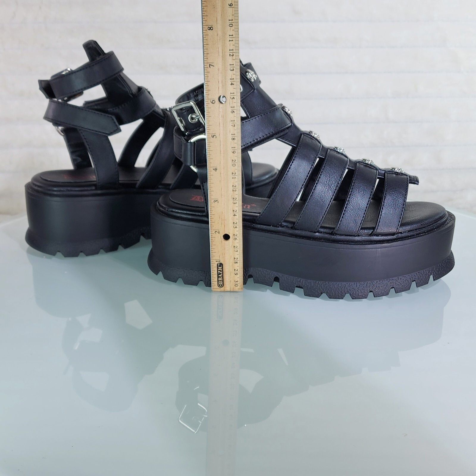 Other Slacker 2" Platform Gothic Sandals with Skull & Cross-Bone S Size US 12 / IT 42 - 8 Thumbnail