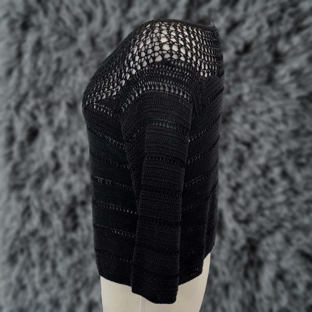 Vintage VINTAGE Y2K INC Crochet Cardigan Sweater Women’s Small Black Whimsigoth Fairy Crop Size S / US 4 / IT 40 - 1 Thumbnail