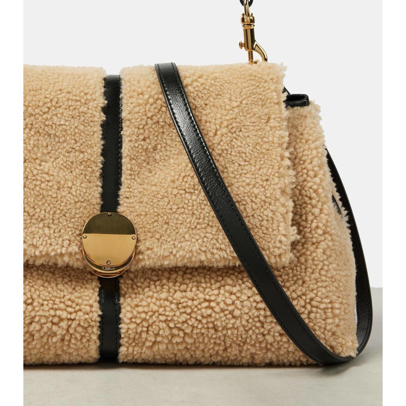 Chloe Chloe Penelope Sweet Beige Shearling Shoulder Bag New & Auth Size ONE SIZE - 4 Thumbnail
