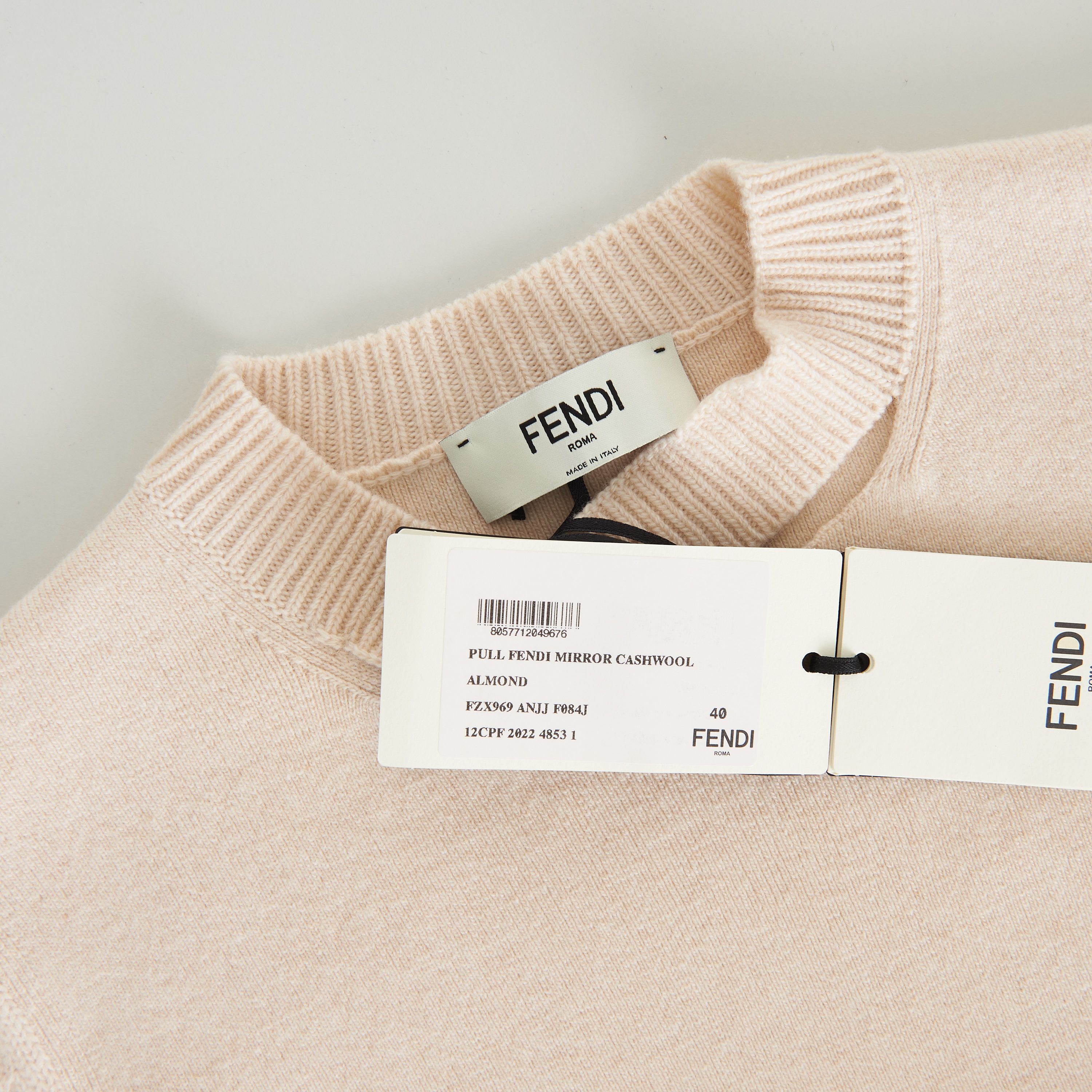 Fendi Beige Cashmere & Wool Sweater - Fendi Mirror Logo Motif Size S / US 4 / IT 40 - 10 Thumbnail