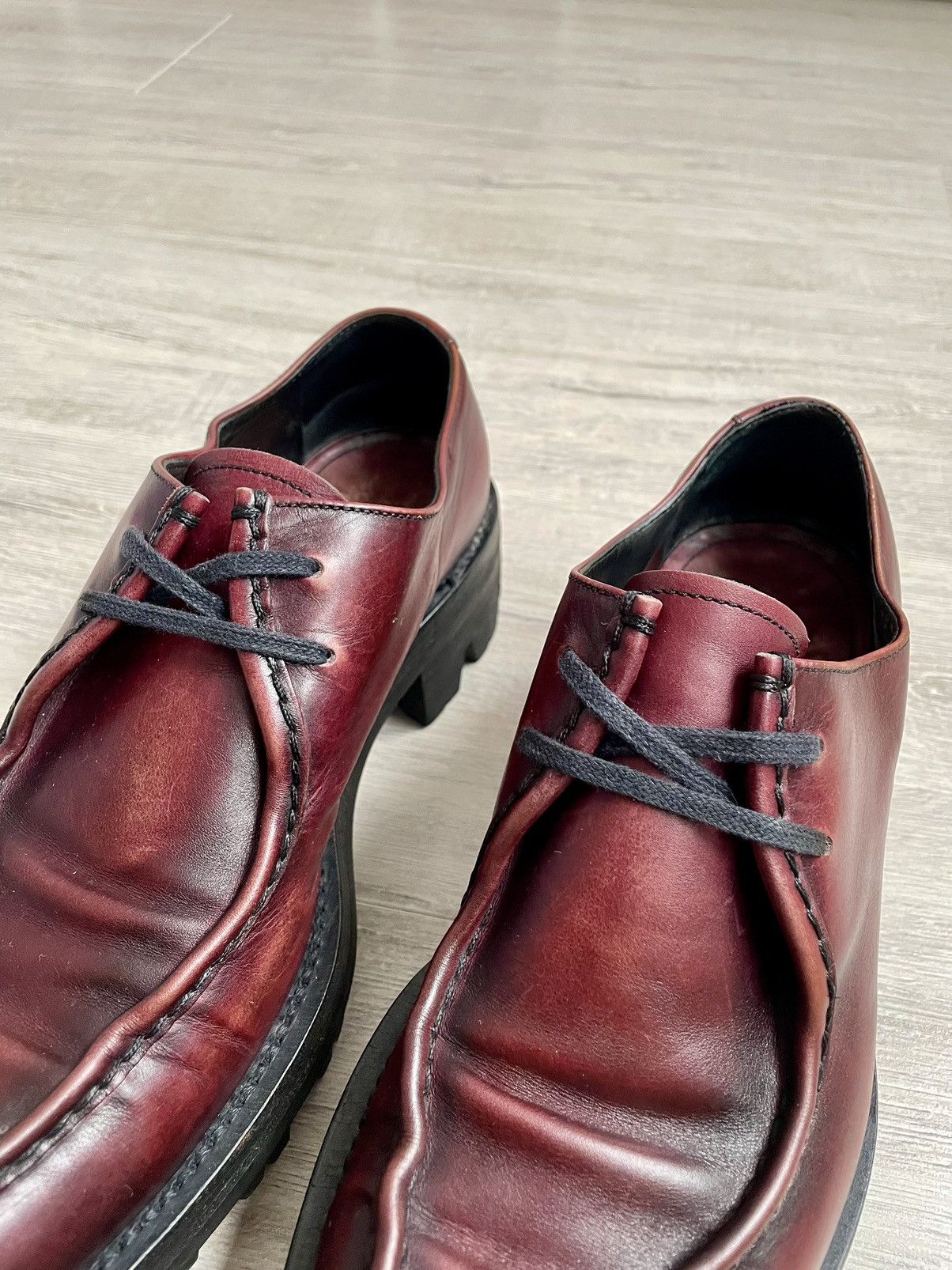 Prada Rare Prada FW13 Runaway Calfskin Burgundy Lug Sole Creepers Size US 9 / EU 42 - 12 Thumbnail