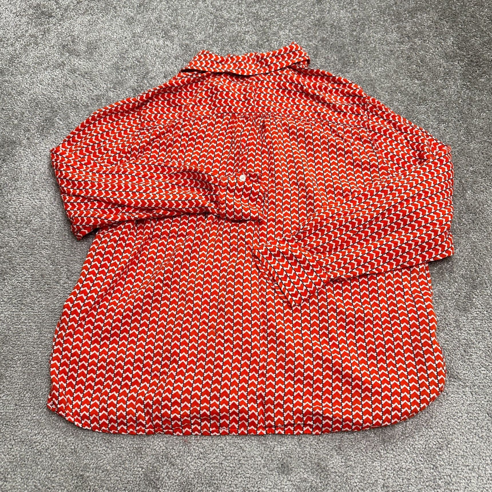 Vintage Dalia Shirt Women 1X Red Geometric Long Sleeve Button-Up Tunic Plus Womens Size XL / US 12-14 / IT 48-50 - 2 Thumbnail