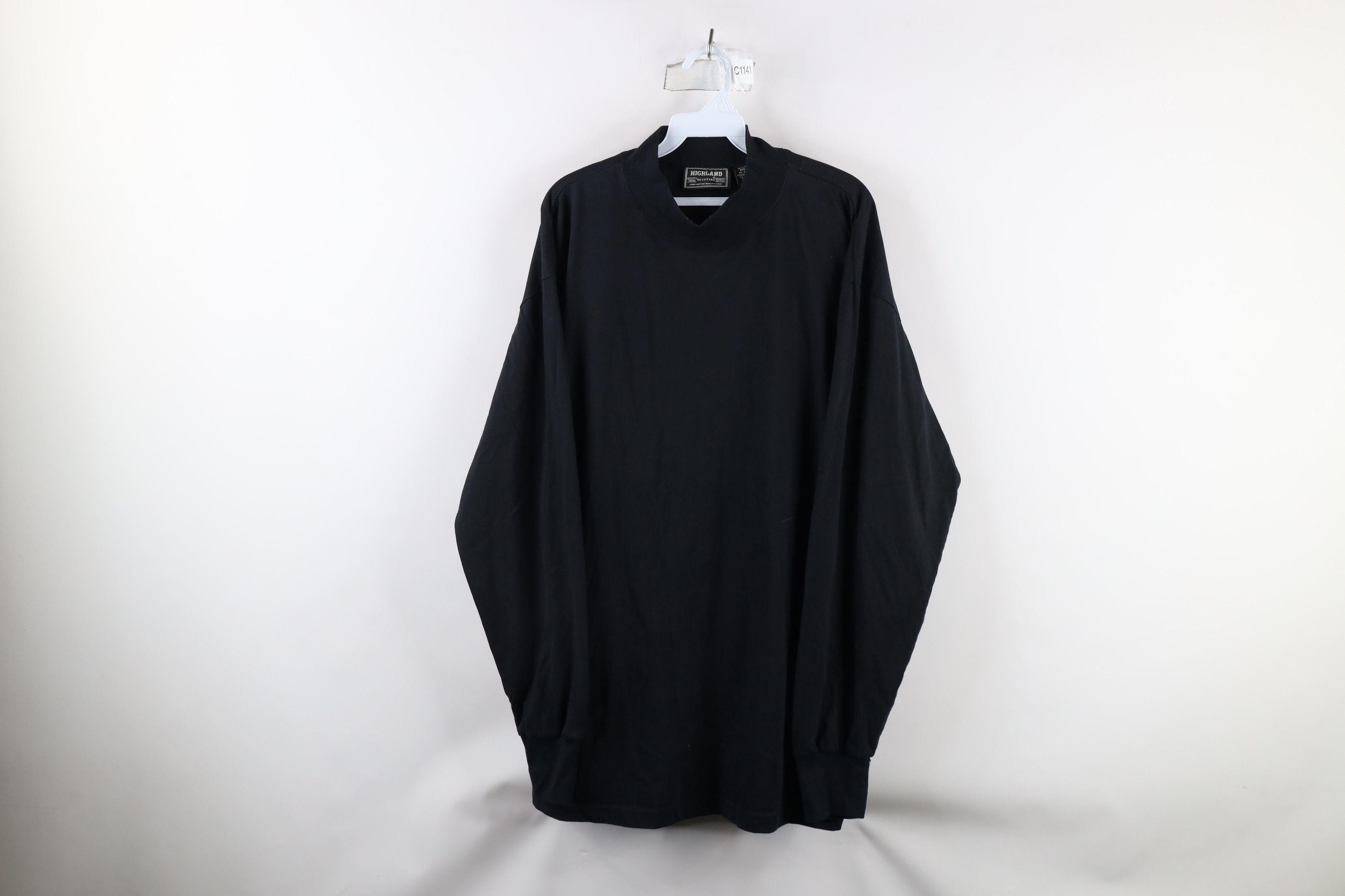 Vintage Vintage 90s Streetwear Mock Neck Long Sleeve T-Shirt Black Size US L / EU 52-54 / 3 - 1 Thumbnail