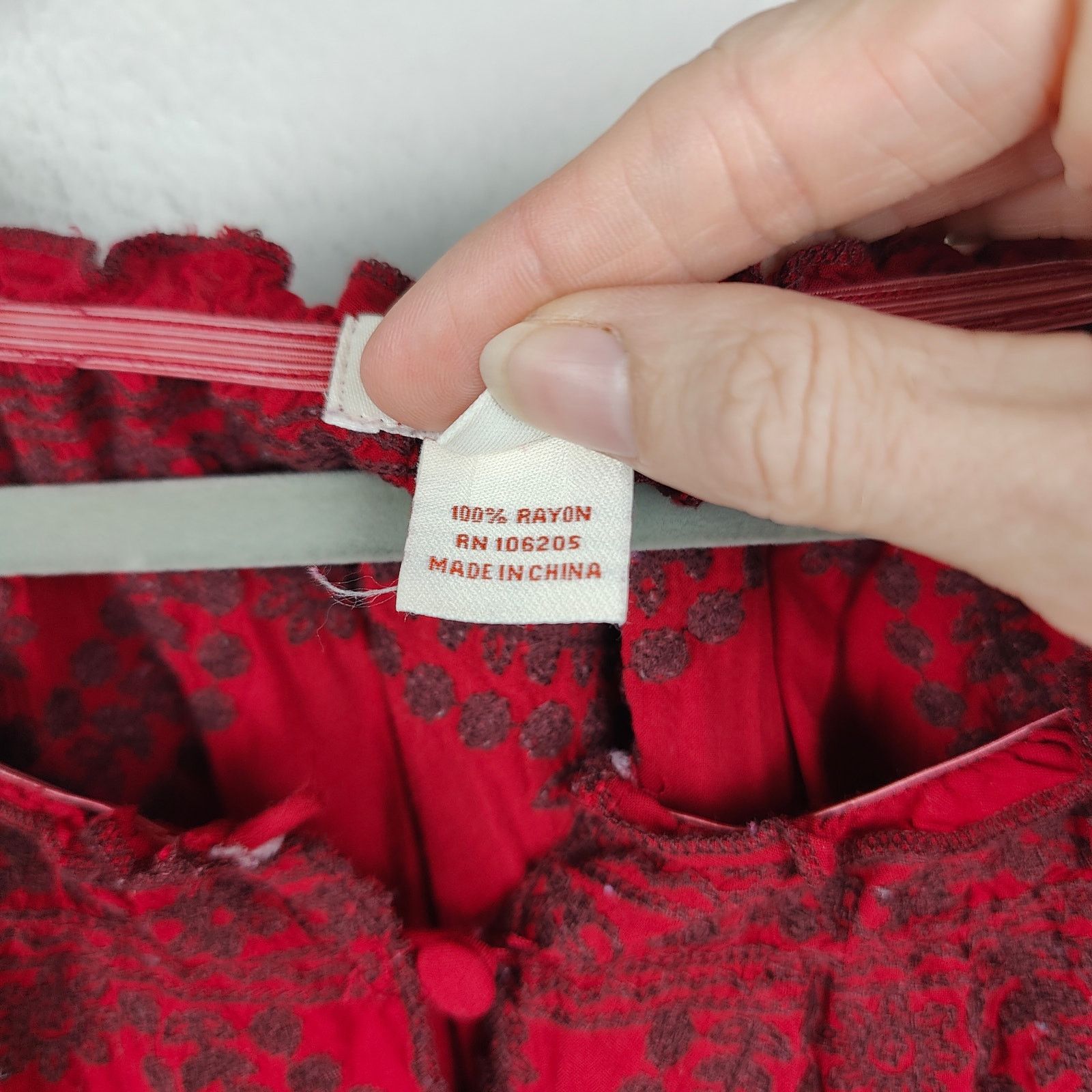 Other Sundance Top Womens Petite Medium Red Embroidered Size M / US 6-8 / IT 42-44 - 6 Thumbnail