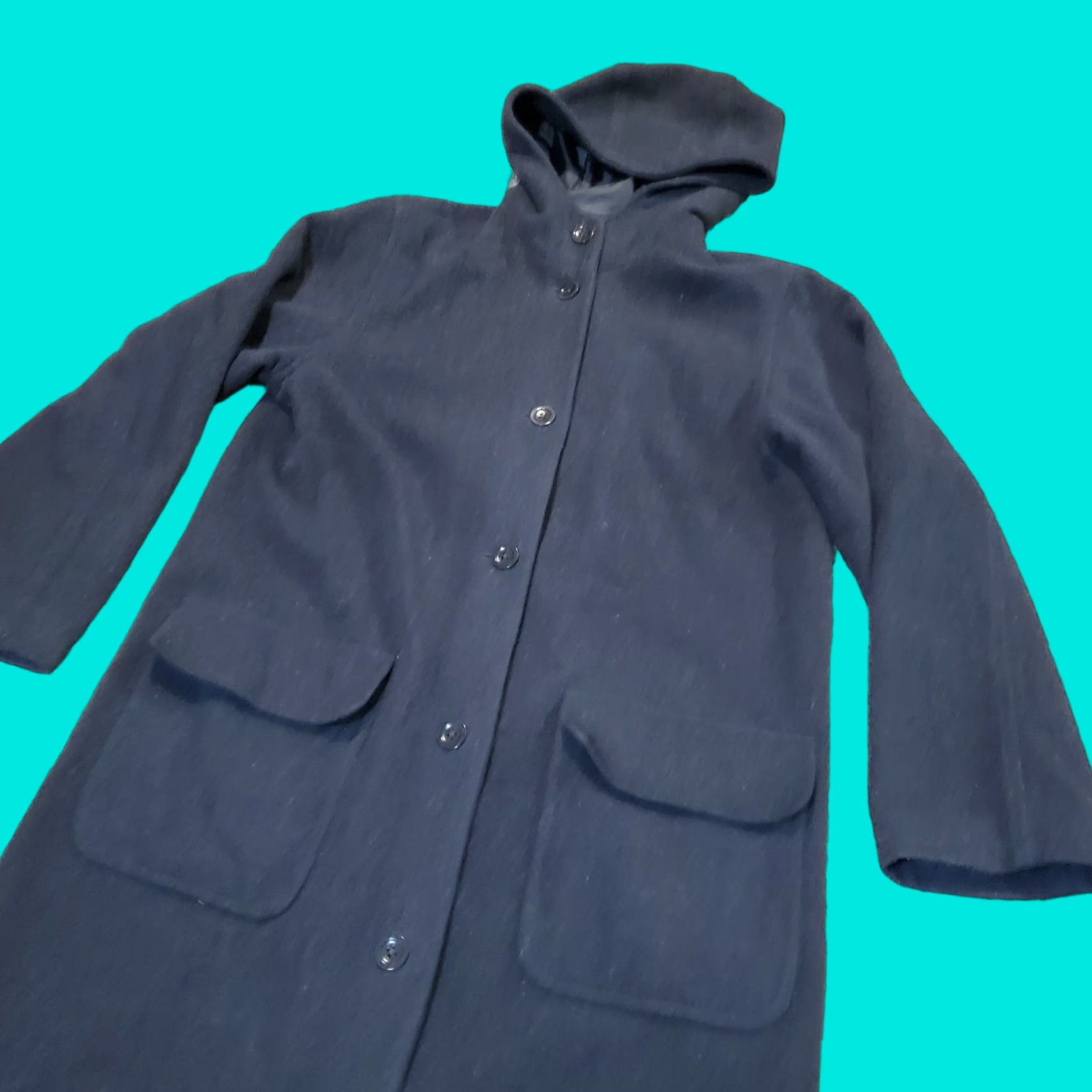 Eddie Bauer VINTAGE Eddie Bauer Wool Cashmere Trench Coat Womens Medium Black Long Hooded Lined Size M / US 6-8 / IT 42-44 - 1 Thumbnail