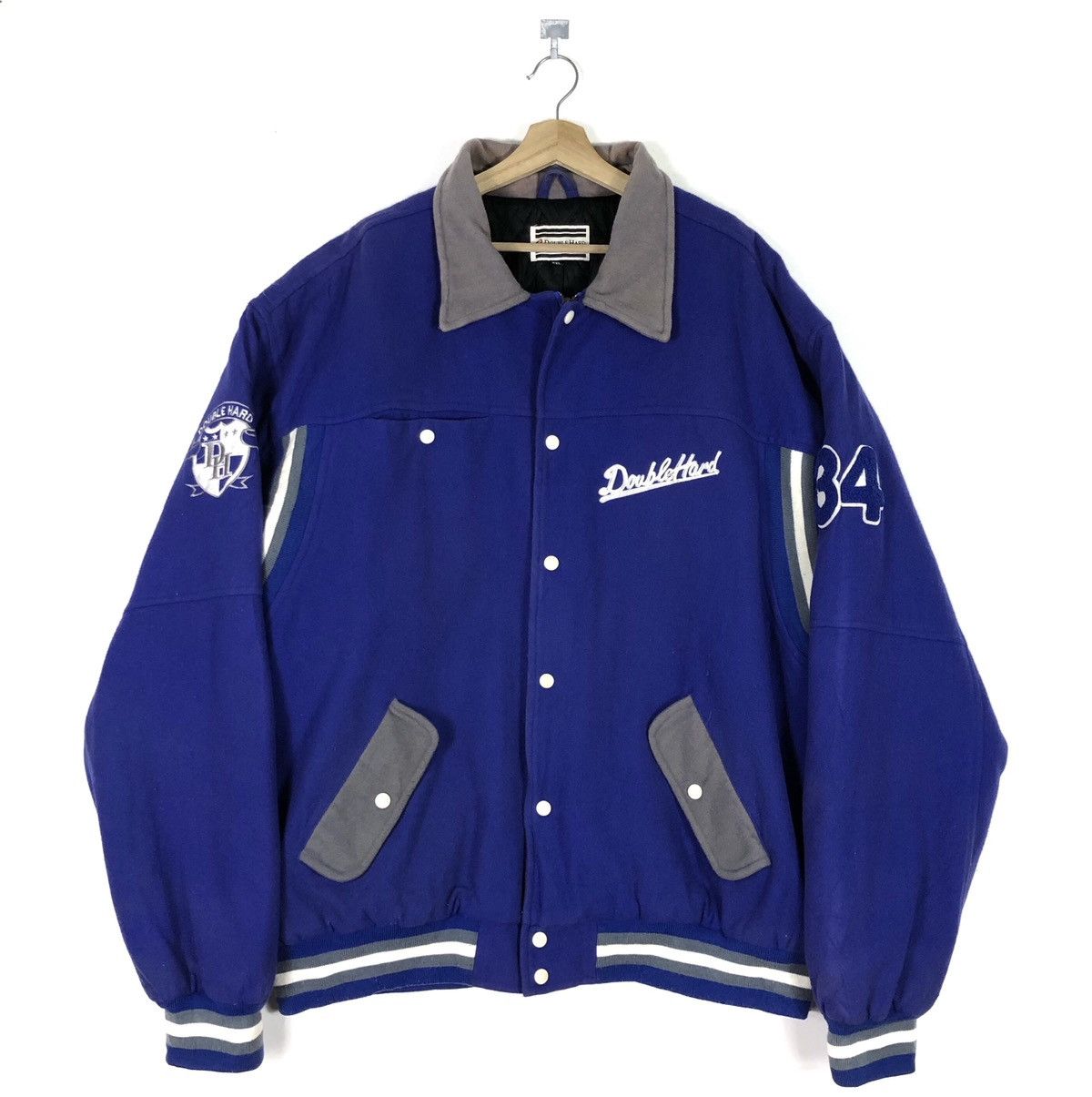 image of 90’S Japan Double Hard Wool Varsity Jacket in Blue, Men's (Size 2XL)