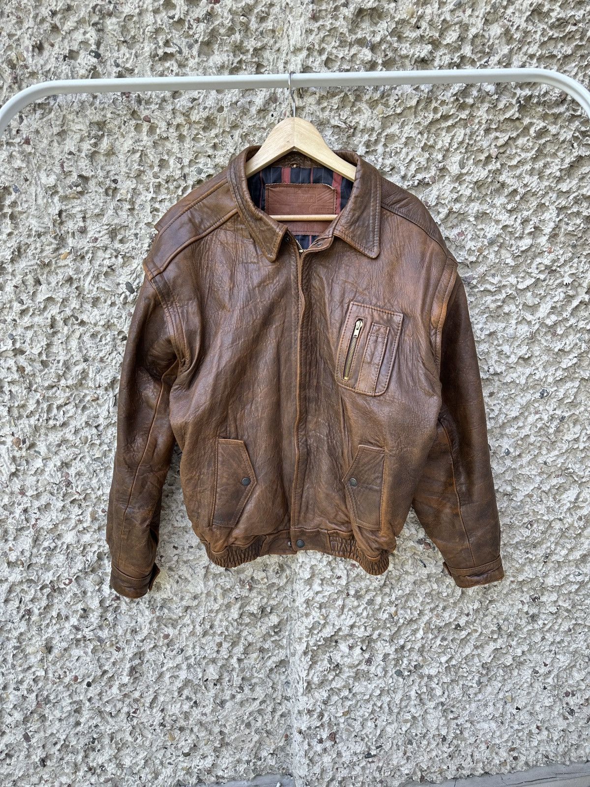 Vintage Vintage 90s leather bomber cowboy jacket Size US L / EU 52-54 / 3 - 1 Thumbnail