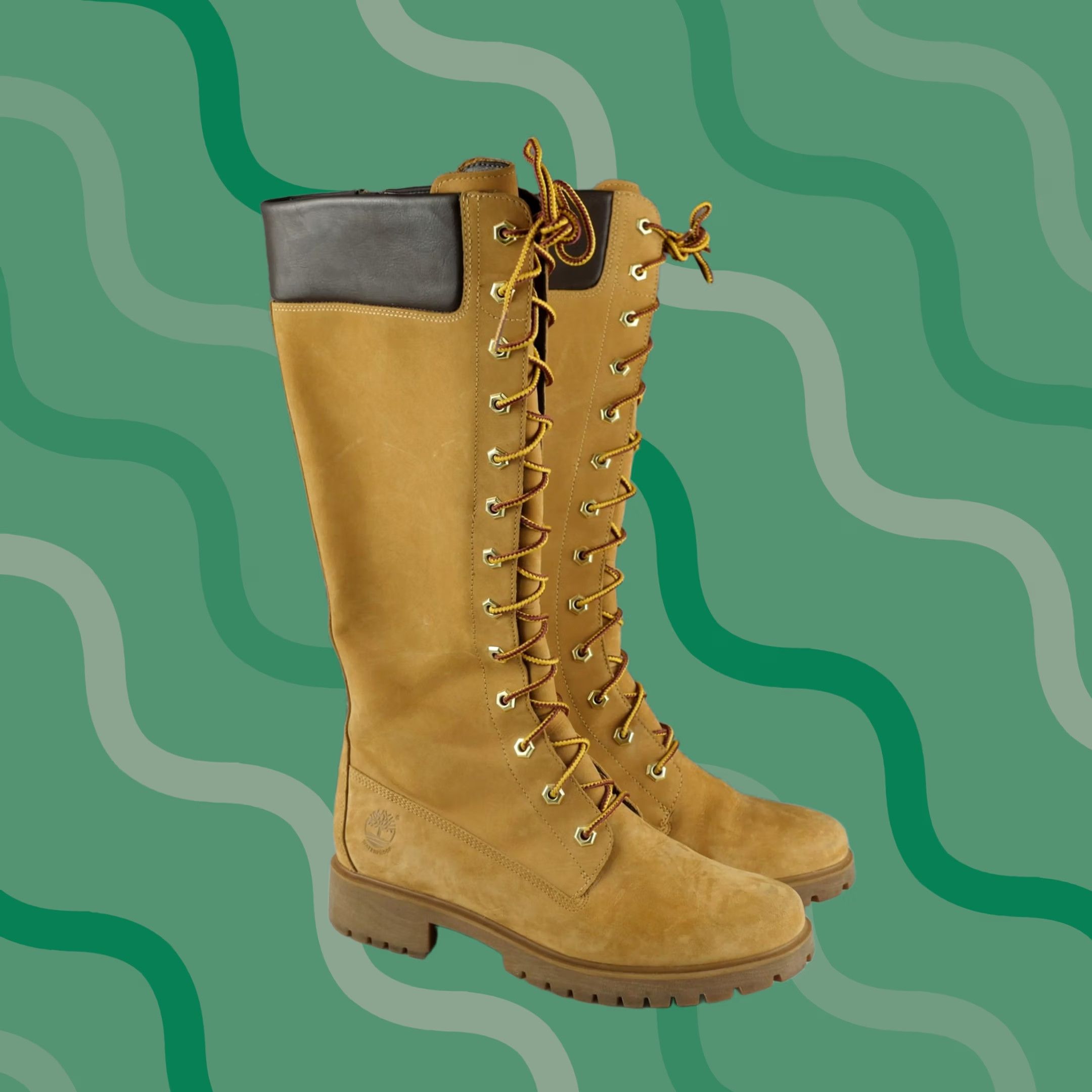 Timberland VINTAGE Timberland Boots Womens Size 7.5 Brown Knee High Lace Up 8633A Combat Outdoor Waterproof Nubuck Size US 8 / IT 38 - 1 Thumbnail