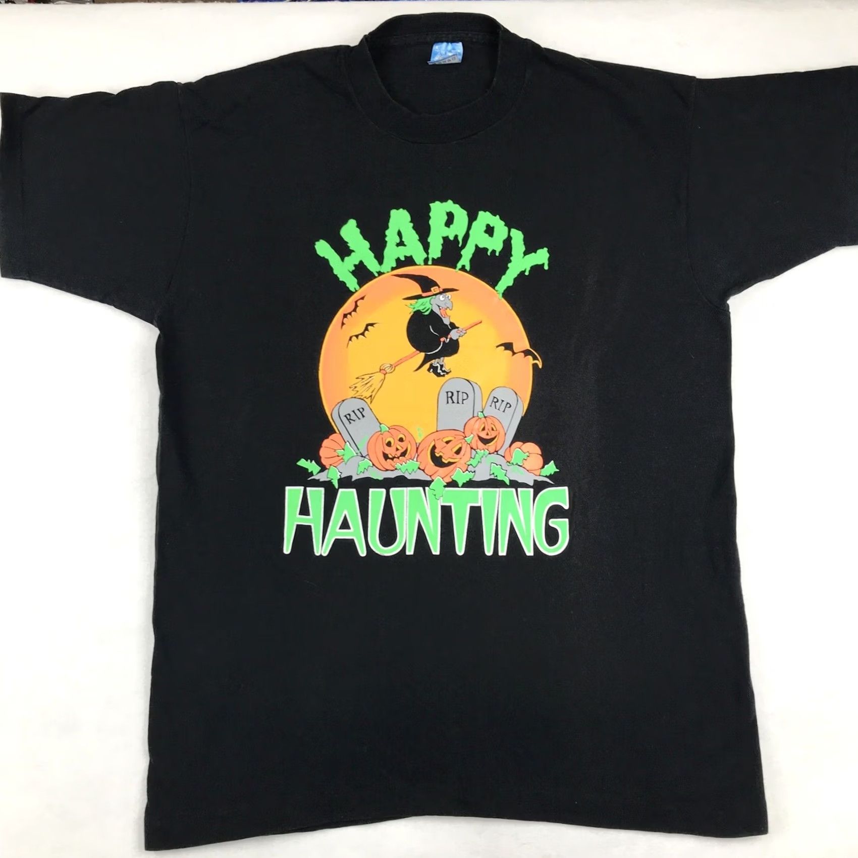 Vintage VINTAGE 90s HAPPY HAUNTING T-Shirt LARGE witch single stitch 80s Mens Size US L / EU 52-54 / 3 - 3 Thumbnail