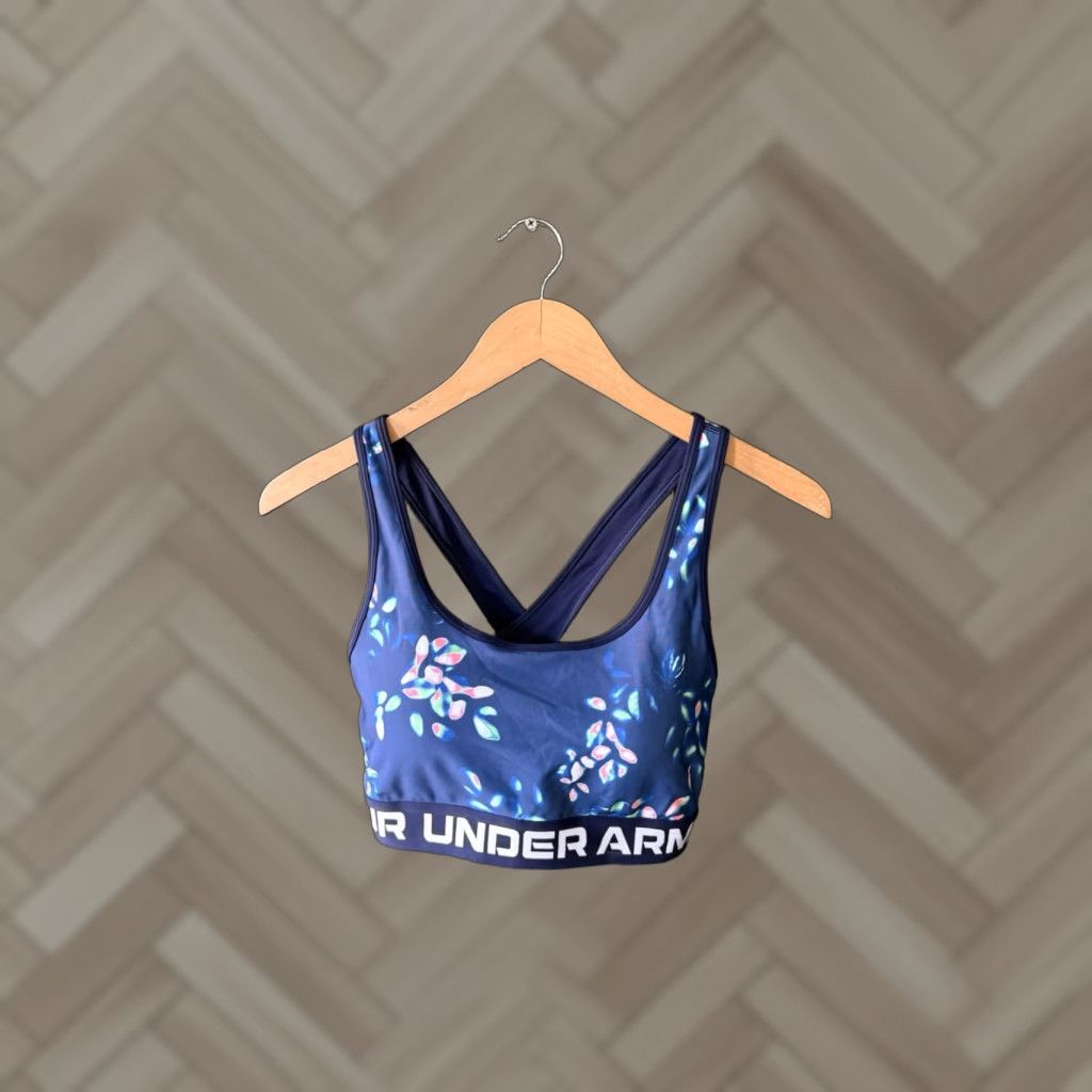 Under Armour Under Armour Womens Sports Bra Blue Floral Print Size L Size ONE SIZE - 1 Thumbnail