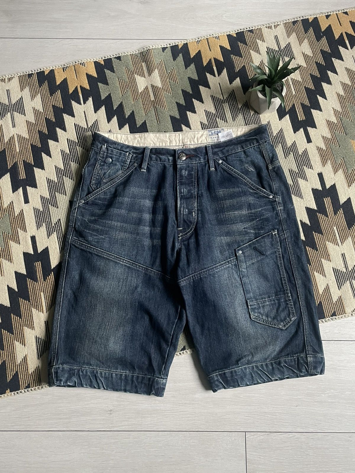 G-Star × Vintage Vintage Y2K G-Star Raw Big Logo Denim Shorts Size US 32 / EU 48 - 6 Thumbnail