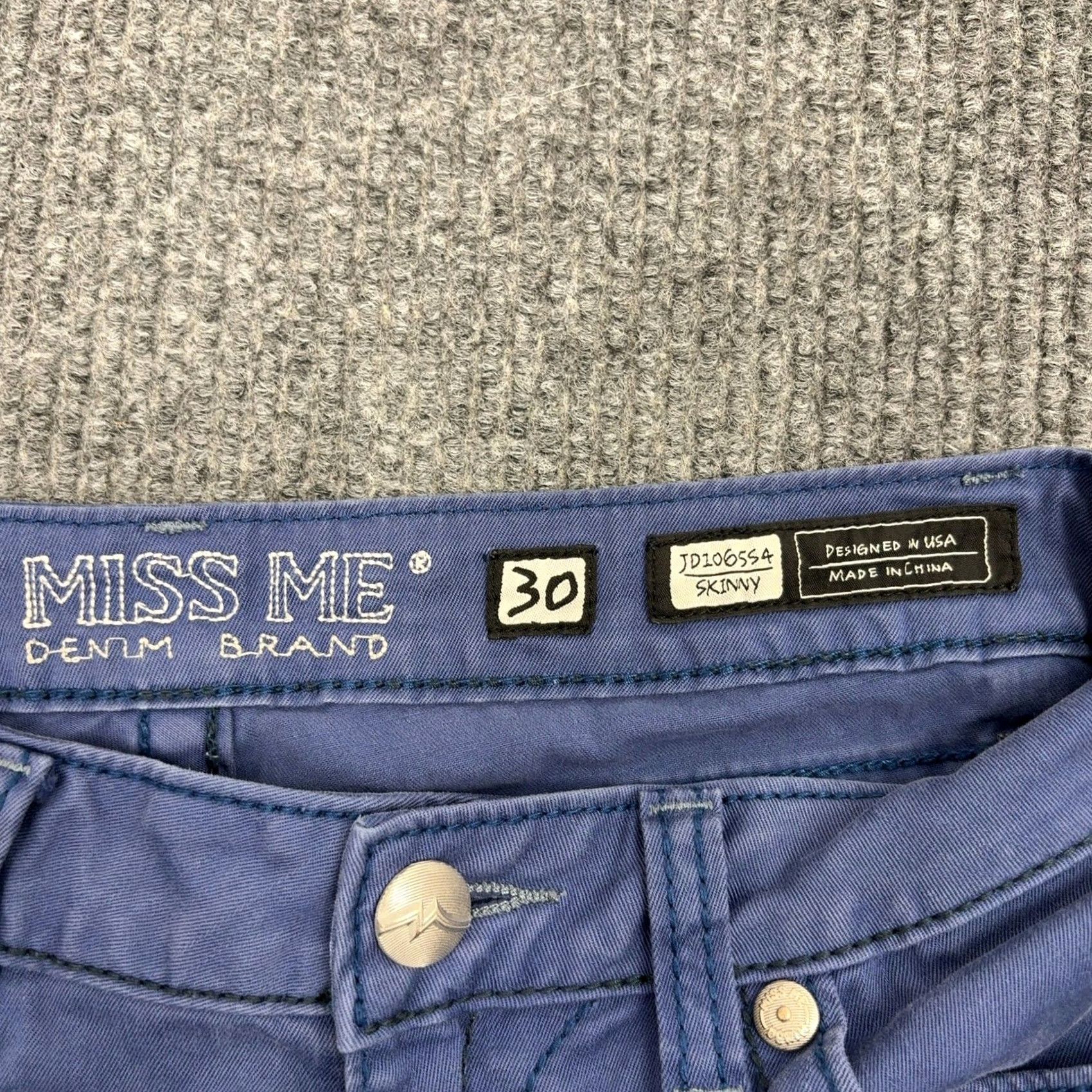 Miss Me Miss Me Jeans Womens 30 Cobalt Blue Embellished Pockets 5-Pocket Design Skinny Jeans Rock Western Womens Size 30" / US 8 / IT 44 - 6 Thumbnail