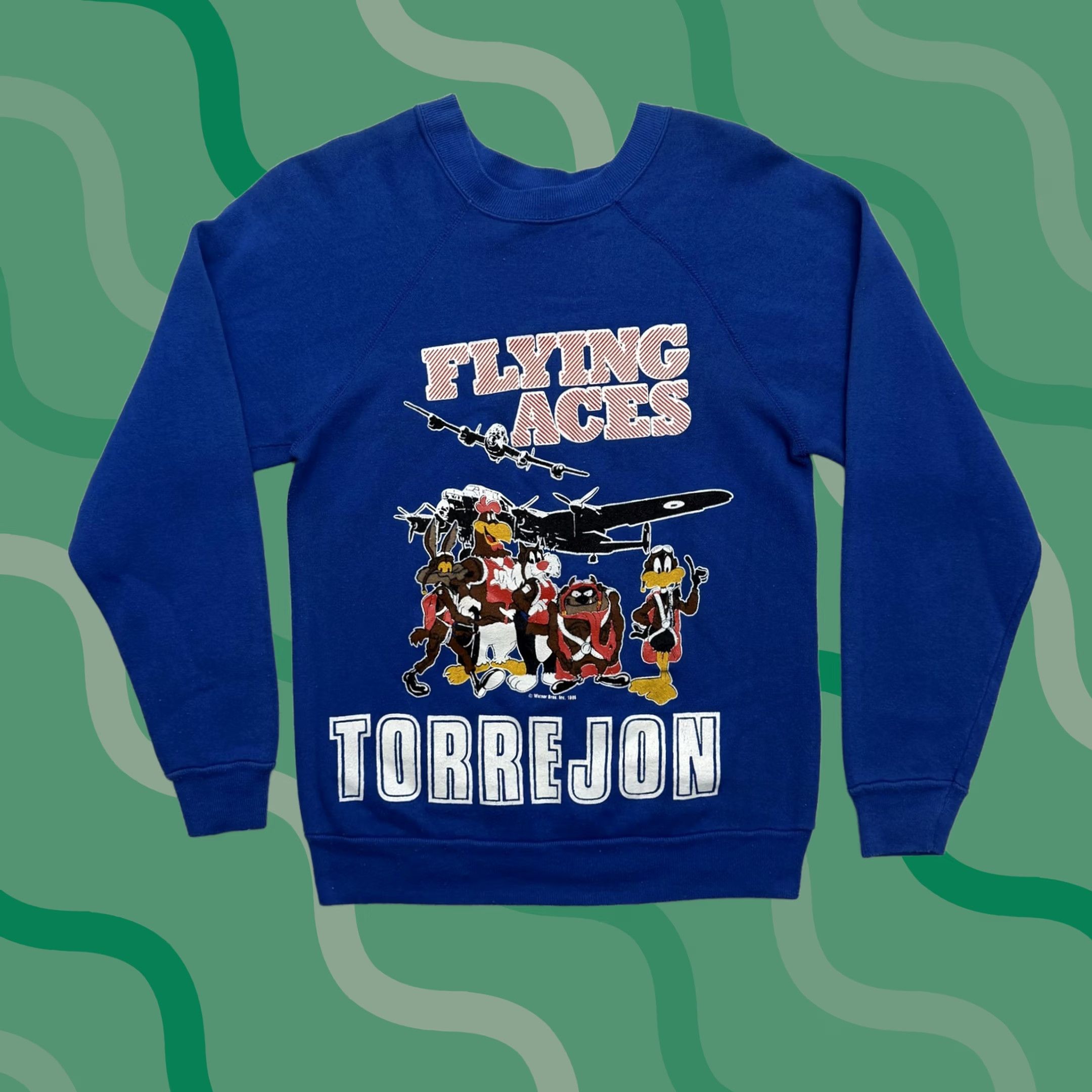 Vintage VINTAGE Artex Flying Aces Torrejon Looney Tunes Sweatshirt Mens Medium Blue 1988 Size US M / EU 48-50 / 2 - 1 Thumbnail