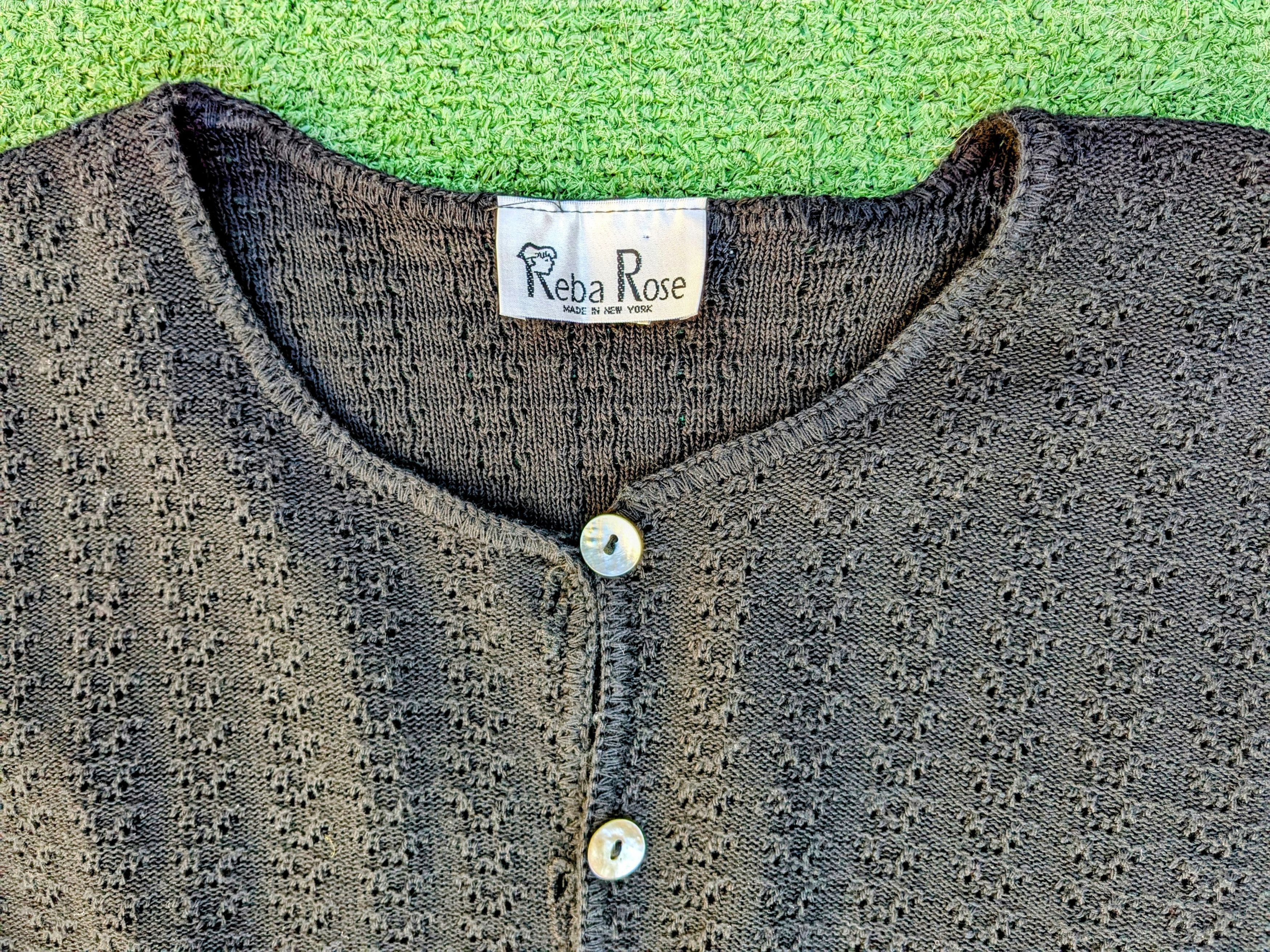 Designer Reba Rose Knit Button-Down USA Made Cardigan Sweater Top Size L / US 10 / IT 46 - 6 Thumbnail