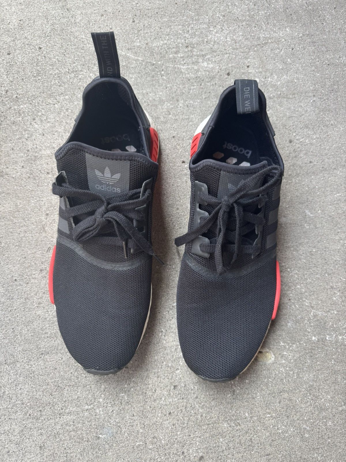 ADIDAS NMD R1 BLACK RED BRED SIZE 14