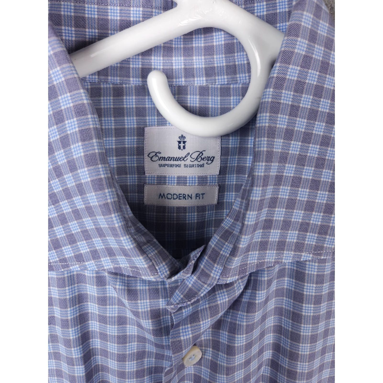 Vintage Emanuel Berg Shirt Mens 16 / 41 Modern Fit Blue Check Long Sleeve Button Up Dress Shirt Mens Blue Check Long Sleeve Button Up Size US M / EU 48-50 / 2 - 4 Thumbnail