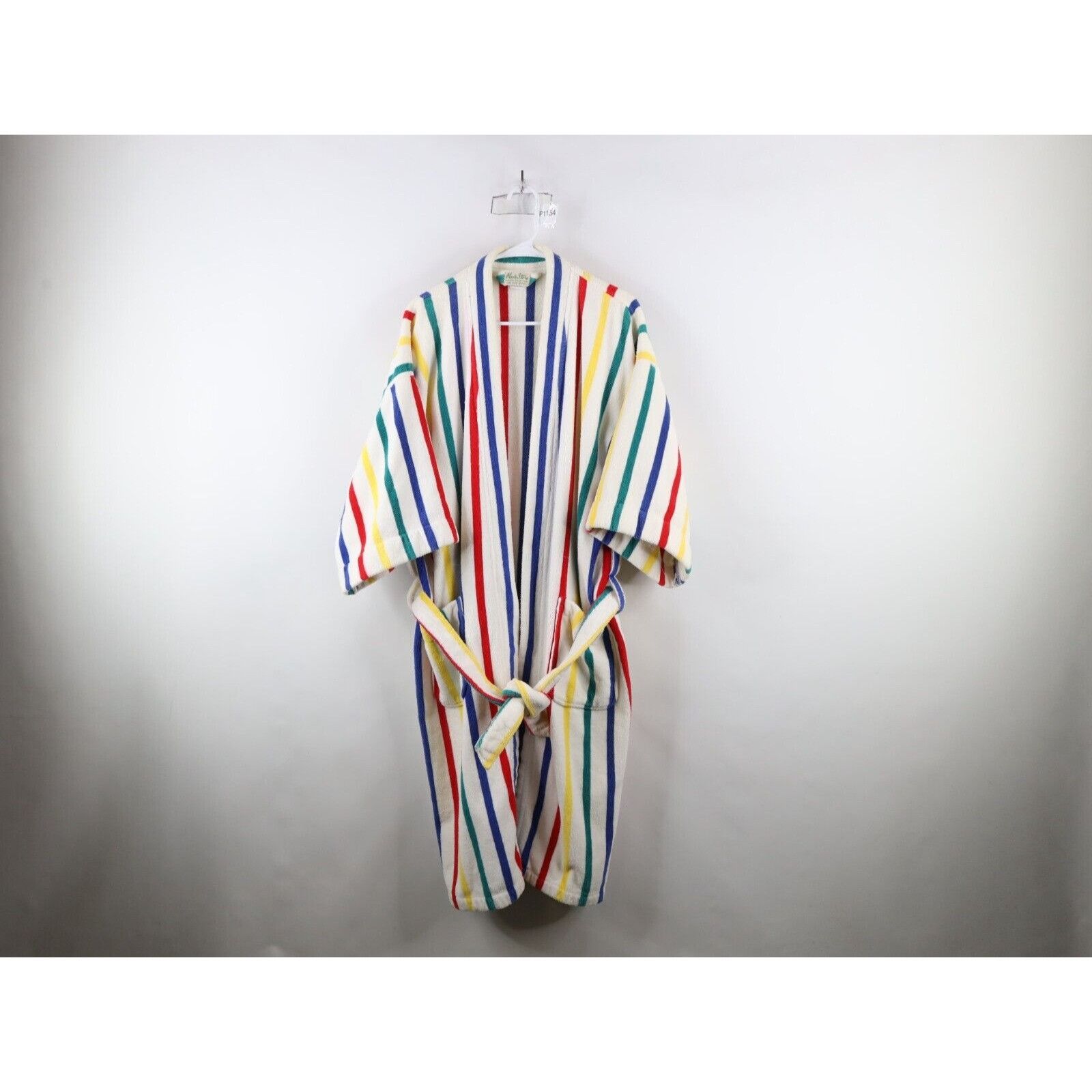 Vintage Vintage 90s Streetwear Terry Cloth Rainbow Striped Robe Size US L / EU 52-54 / 3 - 1 Thumbnail
