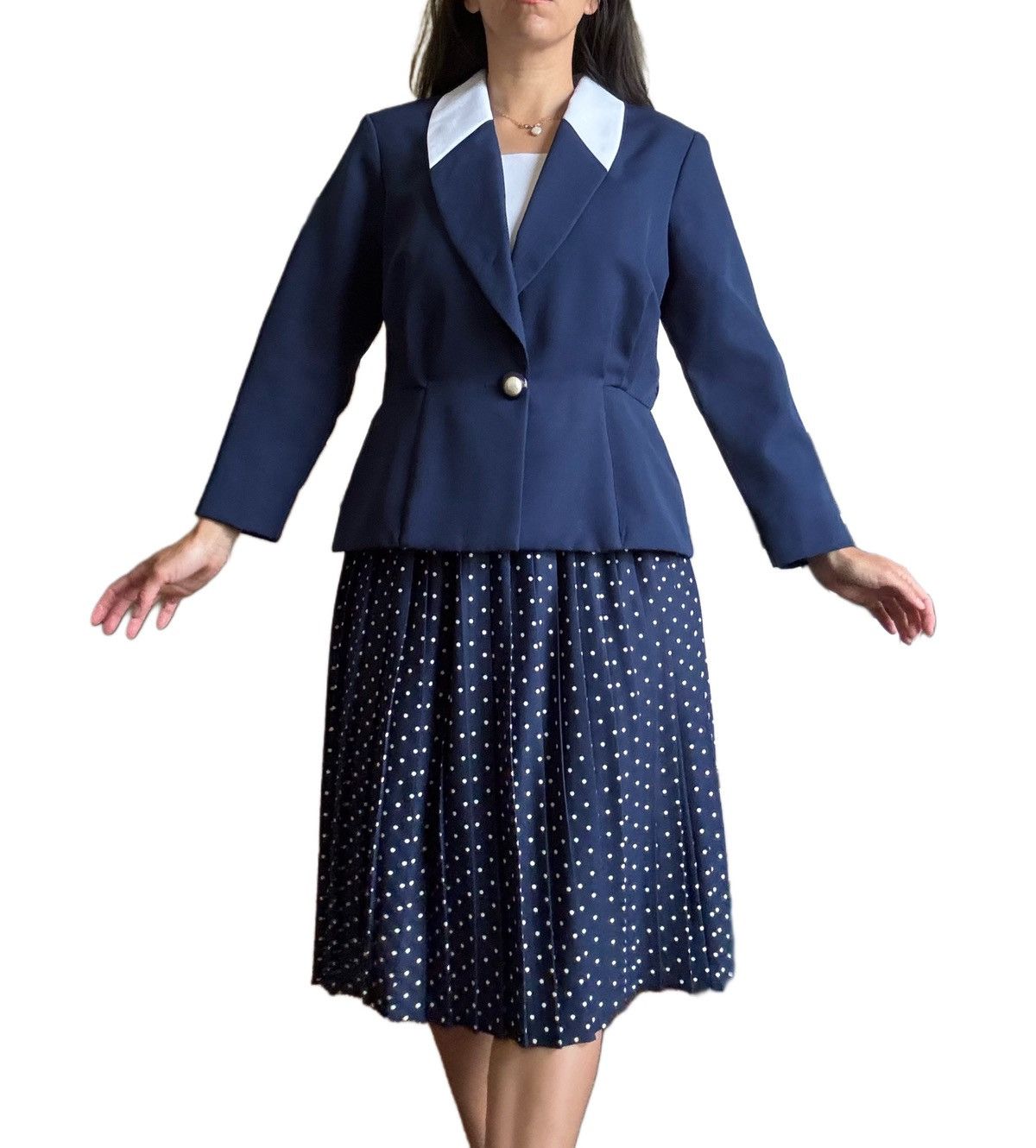 Vintage National women’s vintage 90s blazer pleated polka dot skirt Size 32" / US 10 / IT 46 - 1 Thumbnail
