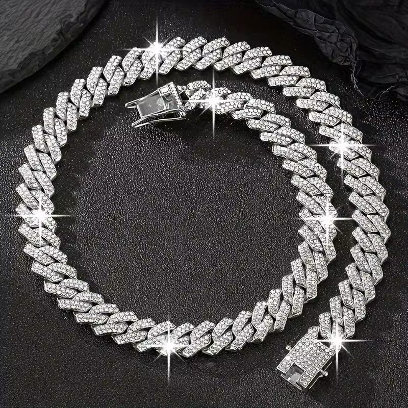 Jewelry Streetwear 2pcs/set Necklace + Bracelet Cuban Hip Hop Chain Size ONE SIZE - 3 Thumbnail