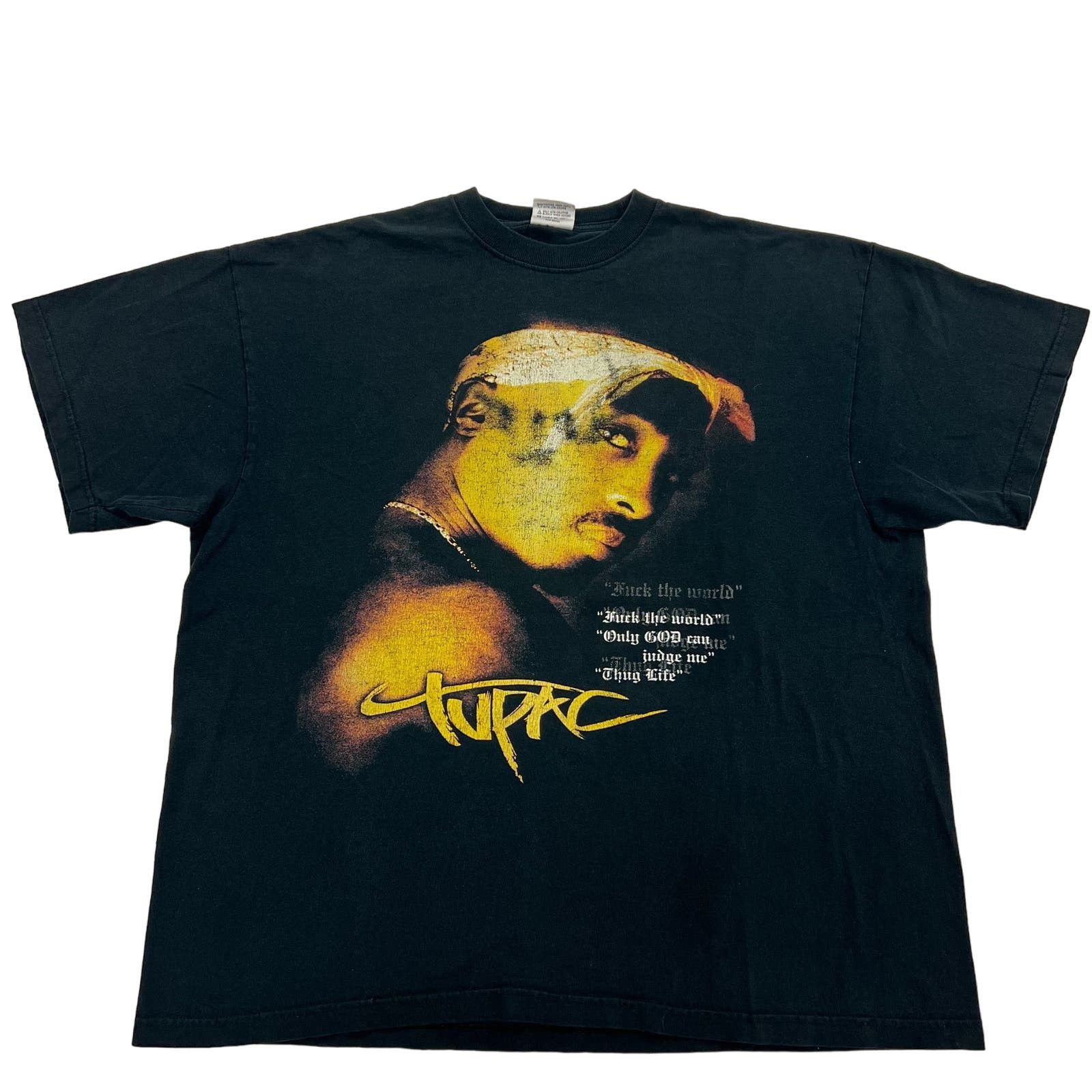 image of Vintage Y2K Tupac Rap Tee Shirt Black Thug Life ( ), Men's (Size 2XL)