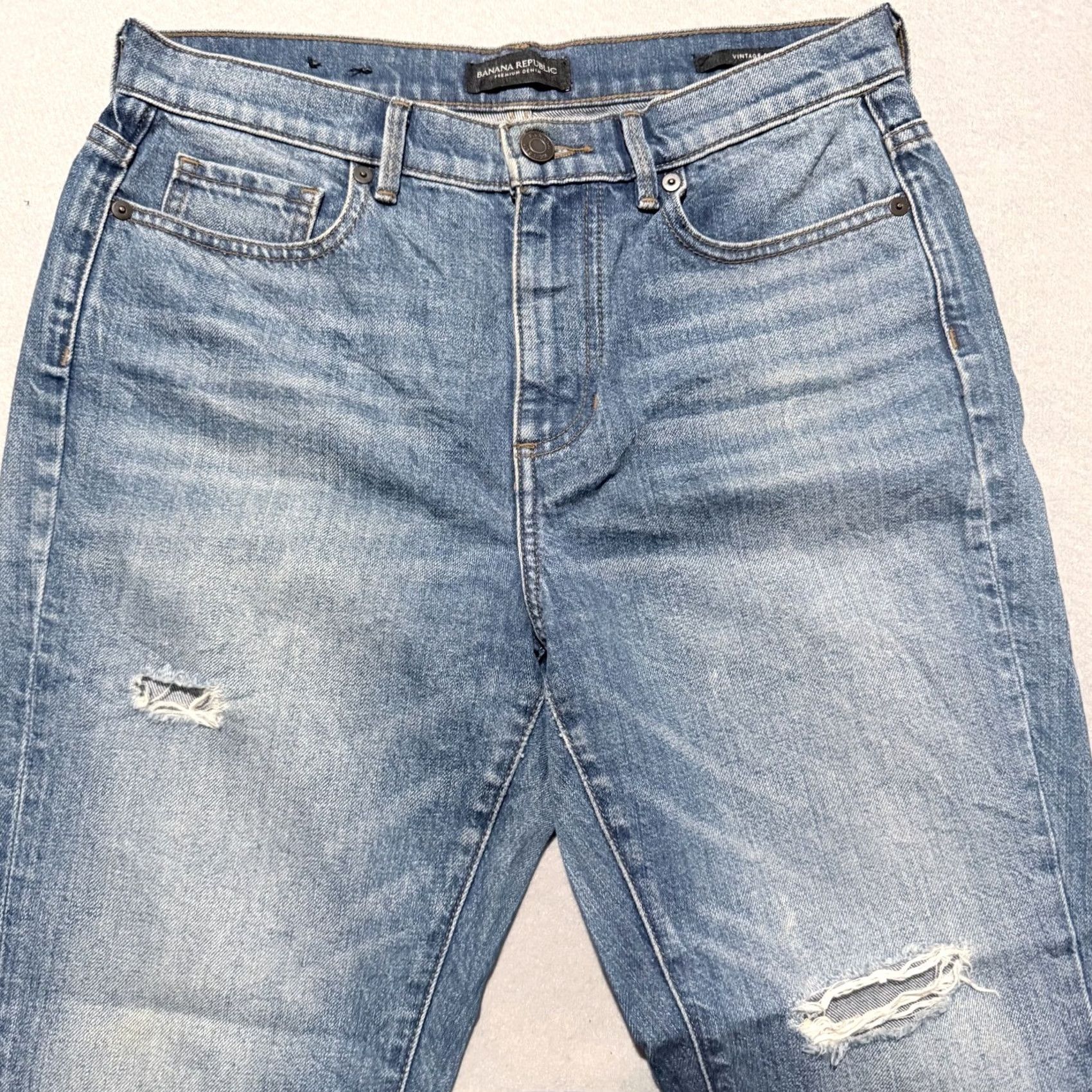 Banana Republic VINTAGE Banana Republic Jeans Women's Blue Denim Frayed Distressed Straight - 27 Size 27" / US 4 / IT 40 - 3 Thumbnail