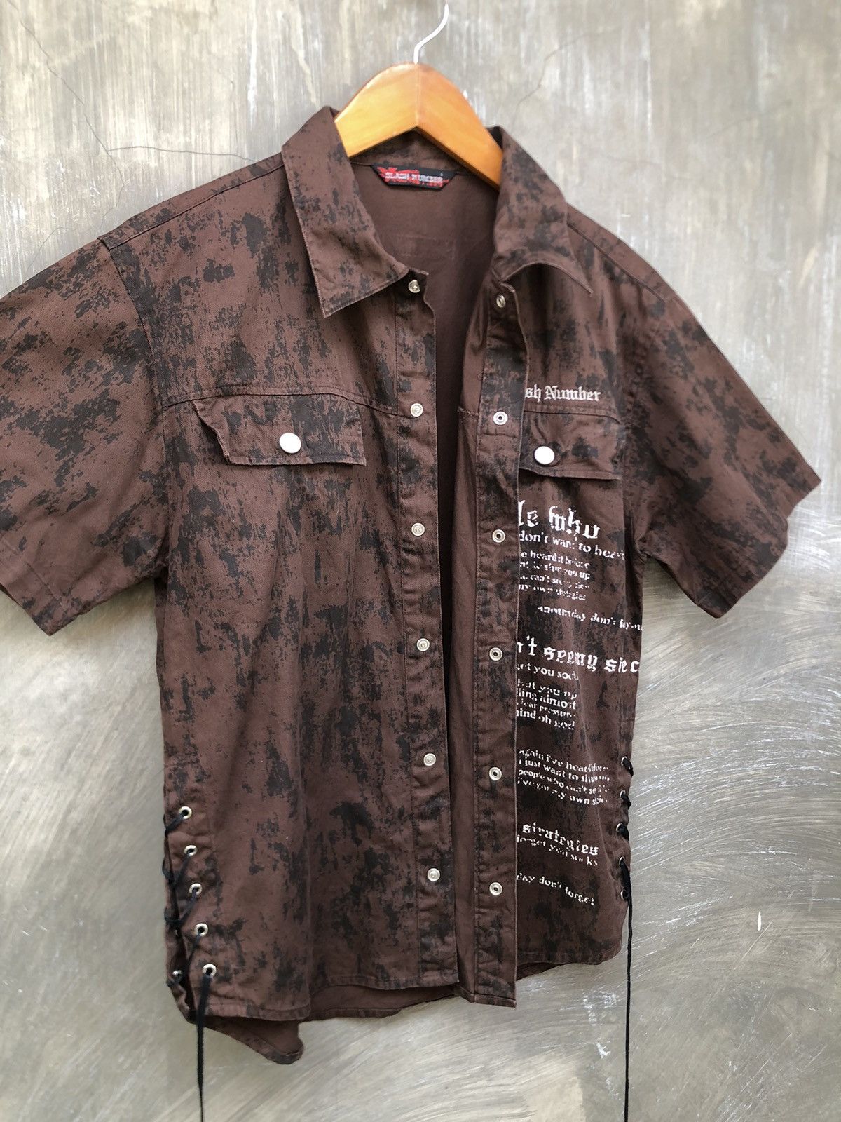 If Six Was Nine × Japanese Brand × Le Grande Bleu (L.G.B.) Y2K Slash Number Poem Button Up Shirt Size US L / EU 52-54 / 3 - 8 Thumbnail