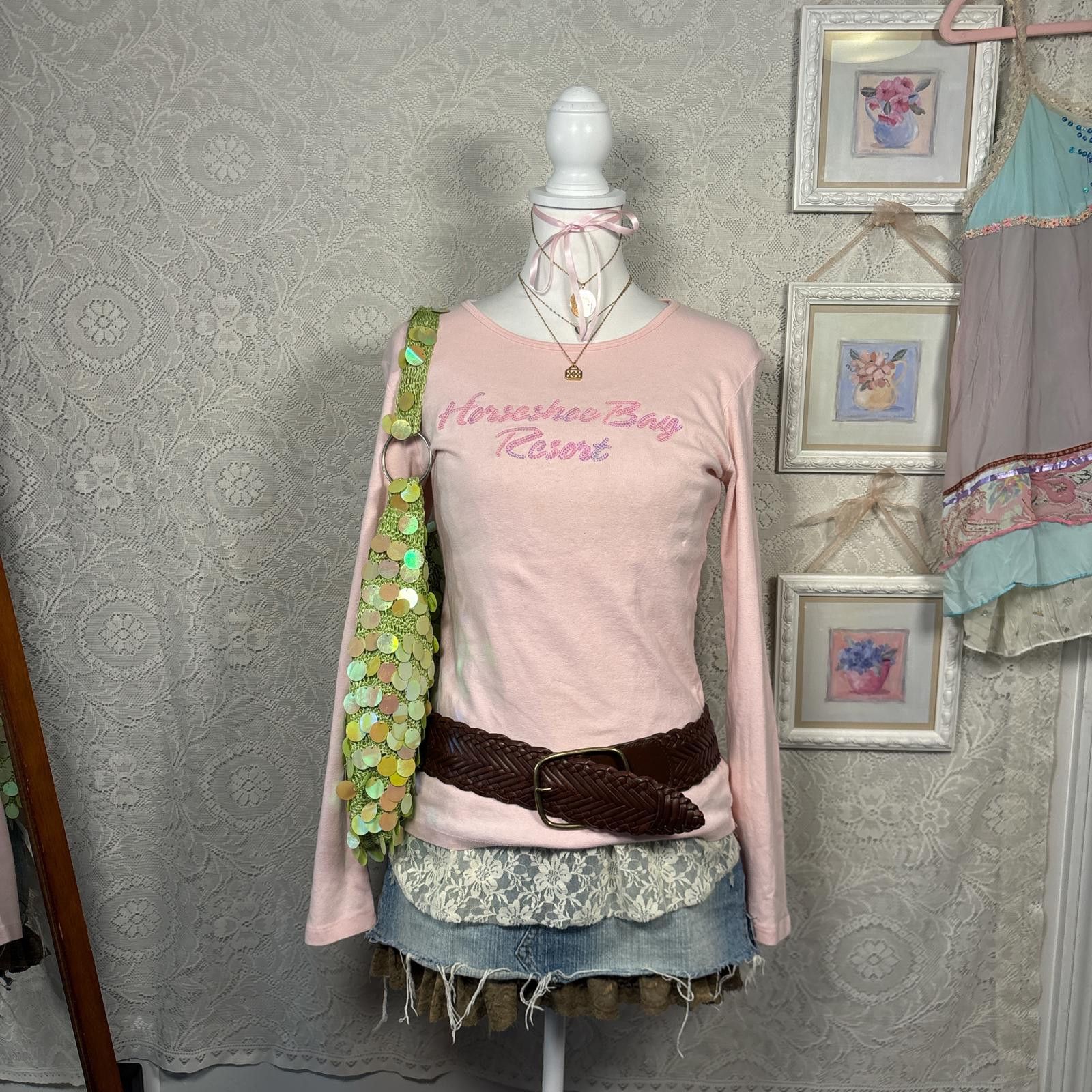 Other vintage sequin long sleeve coquette pink top Size XL / US 12-14 / IT 48-50 - 1 Thumbnail
