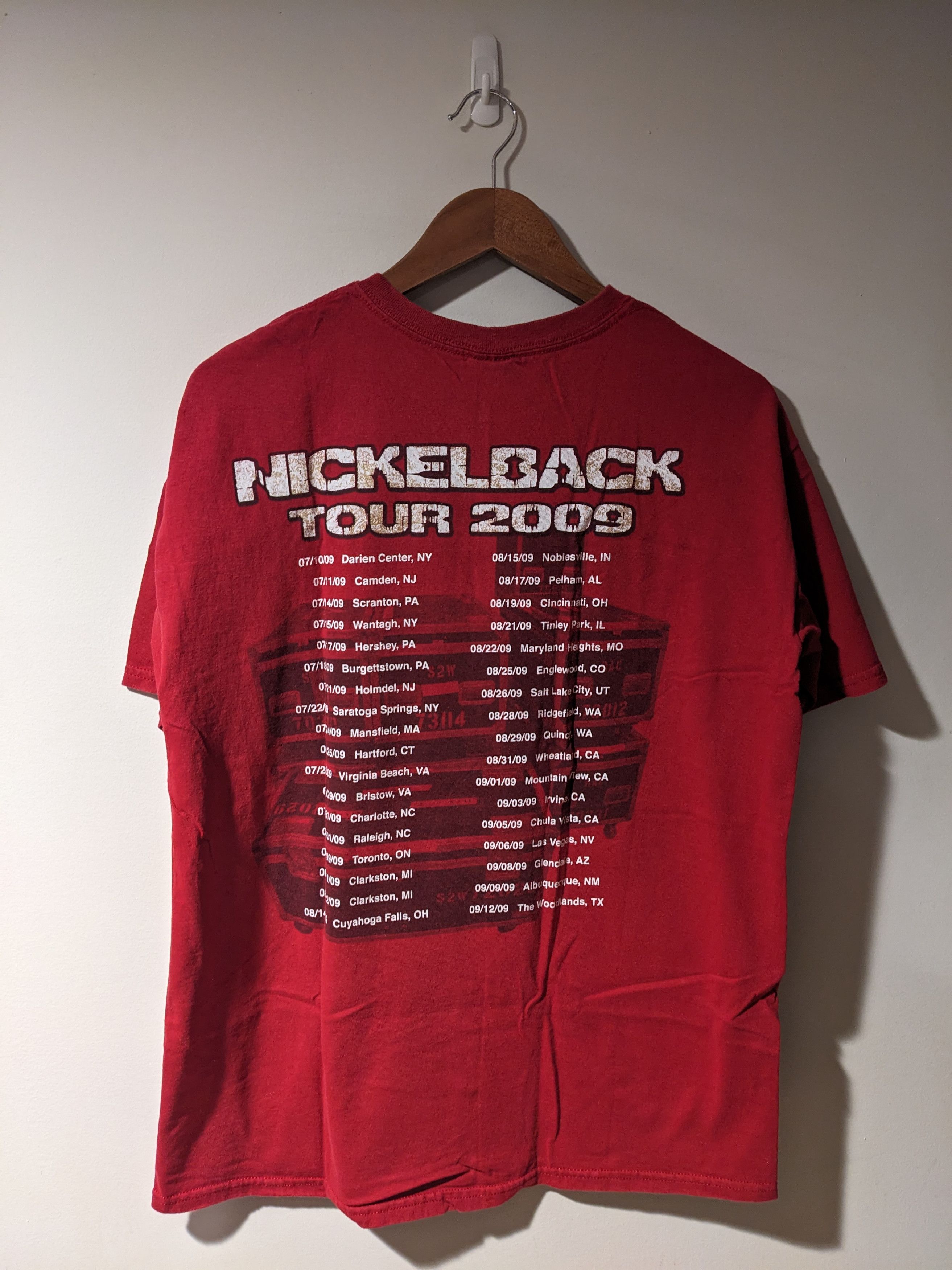 Band Tees × Vintage Vintage 2009 Nickelback Tour Music Red Large T-Shirt Size US L / EU 52-54 / 3 - 4 Thumbnail