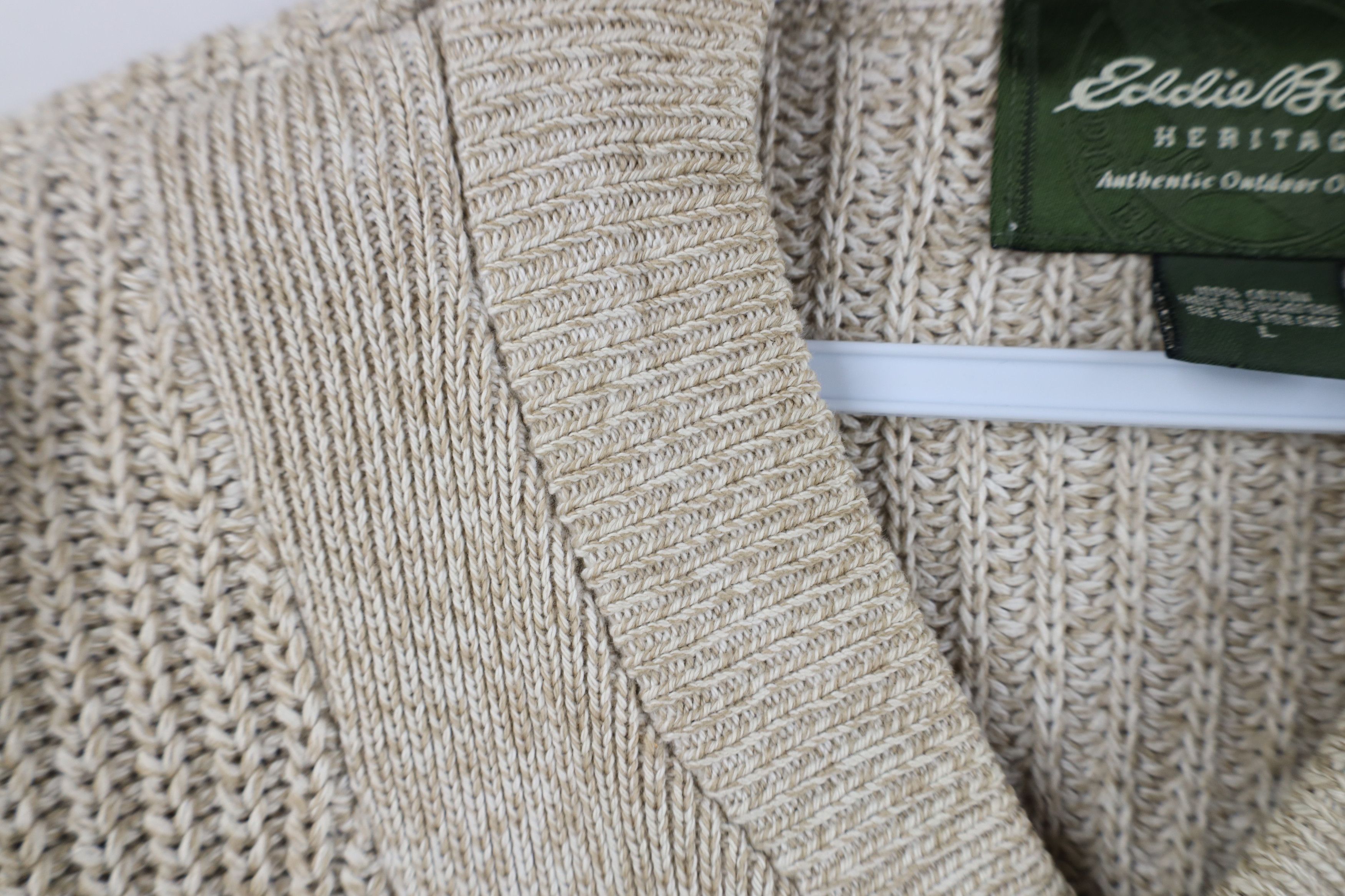 Eddie Bauer Vintage Eddie Bauer Chunky Ribbed Knit Henley Sweater Beige Size US L / EU 52-54 / 3 - 7 Thumbnail