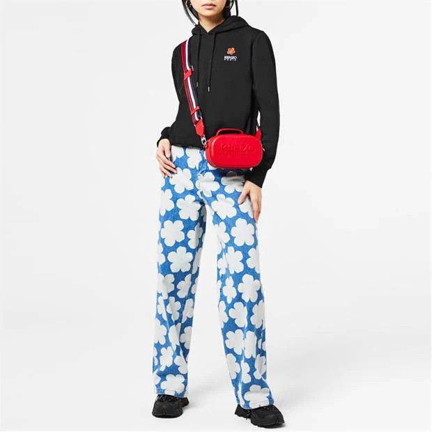 Kenzo o1g2r1mq1024 Floral Logo Hoodie in Black Size L / US 10 / IT 46 - 4 Thumbnail
