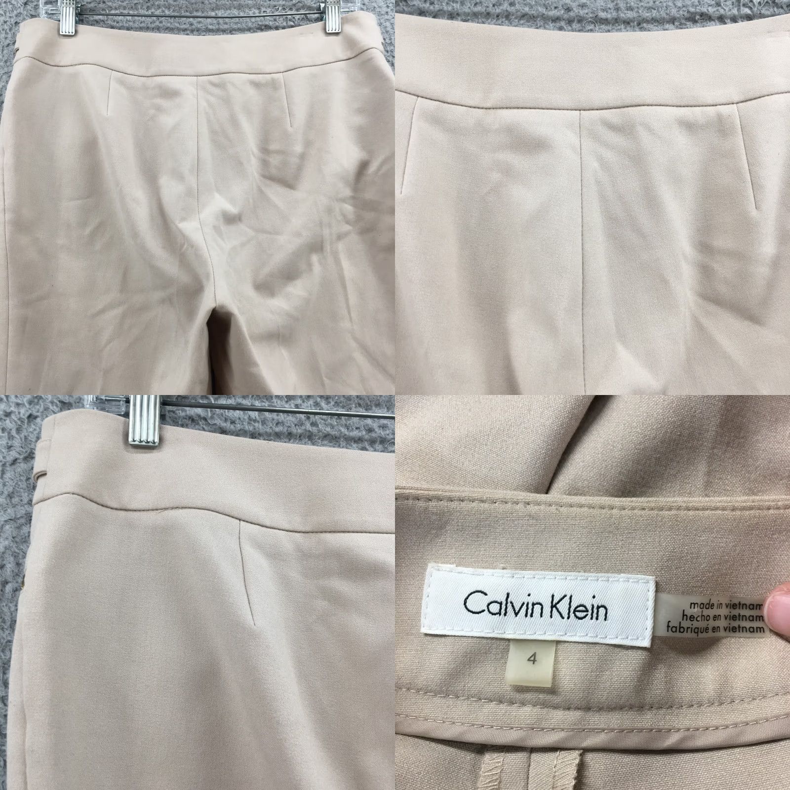 Calvin Klein Calvin Klein Dress Pants Womens 4 Beige Mid Rise Flat Front Zip Slim Leg Flat Front Pockets Classic Dress Pants Womens Menstrual? Size 27" / US 4 / IT 40 - 9 Thumbnail