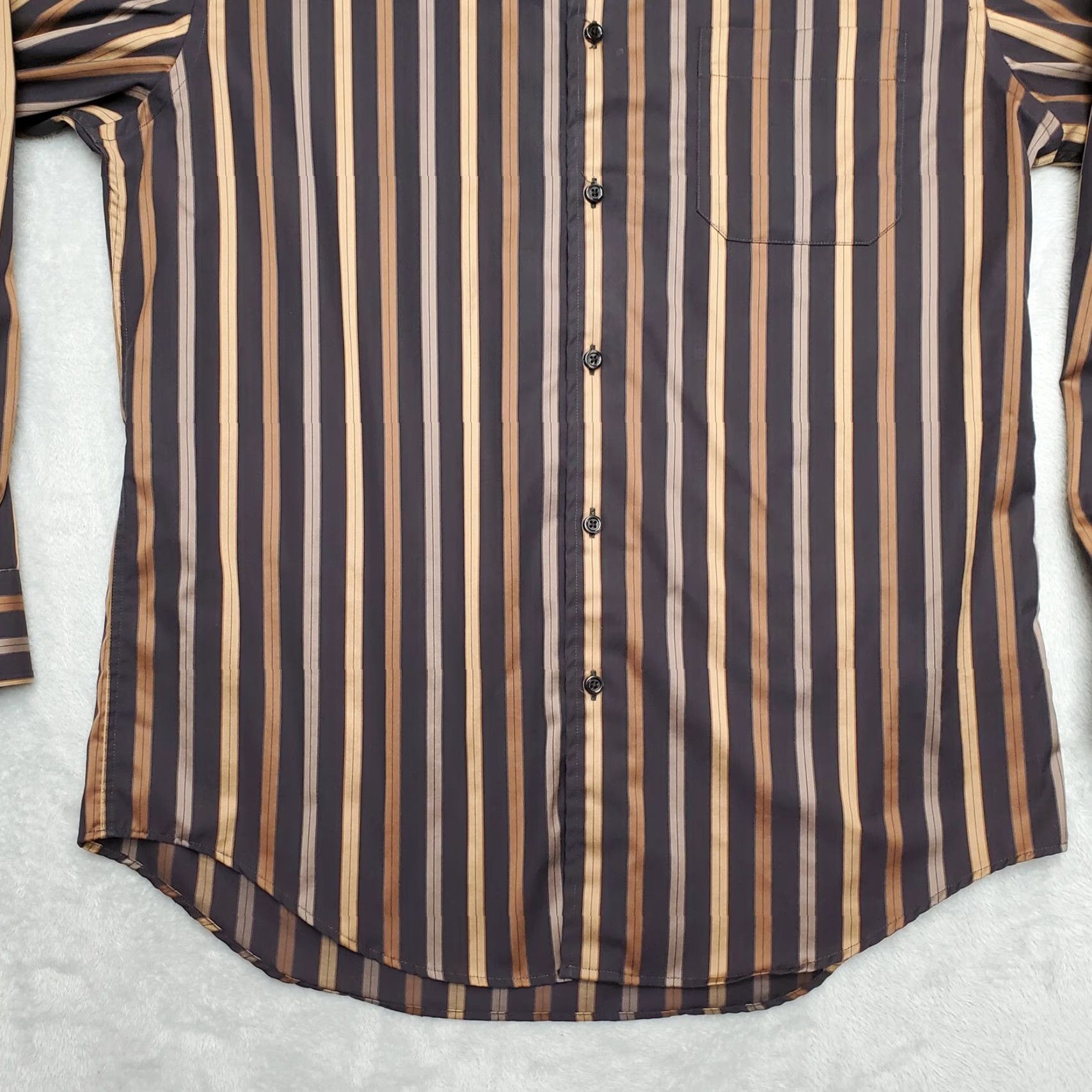 Vintage VINTAGE Kenneth Roberts Shirt Mens L Brown 100% Cotton Platinum Long Sleeve Casual Striped Button-Up Tailored Designer Western Modern Mens Size US L / EU 52-54 / 3 - 3 Thumbnail