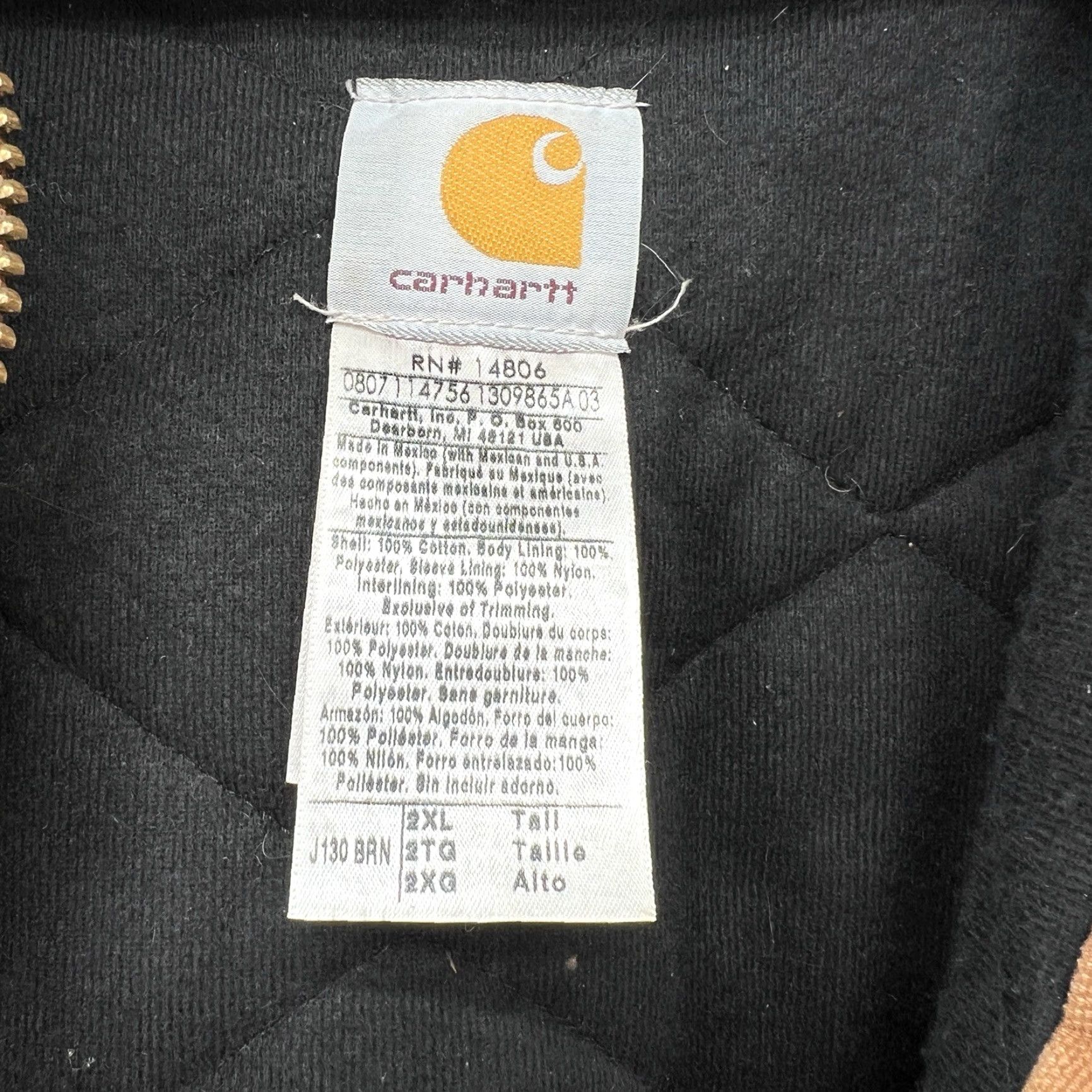 Carhartt VINTAGE Carhartt J130 Brown Hooded Jacket Work Coat 2XLT Bomber Jacket Casual Workwear Mens Brown 90s Size US XXL / EU 58 / 5 - 6 Thumbnail