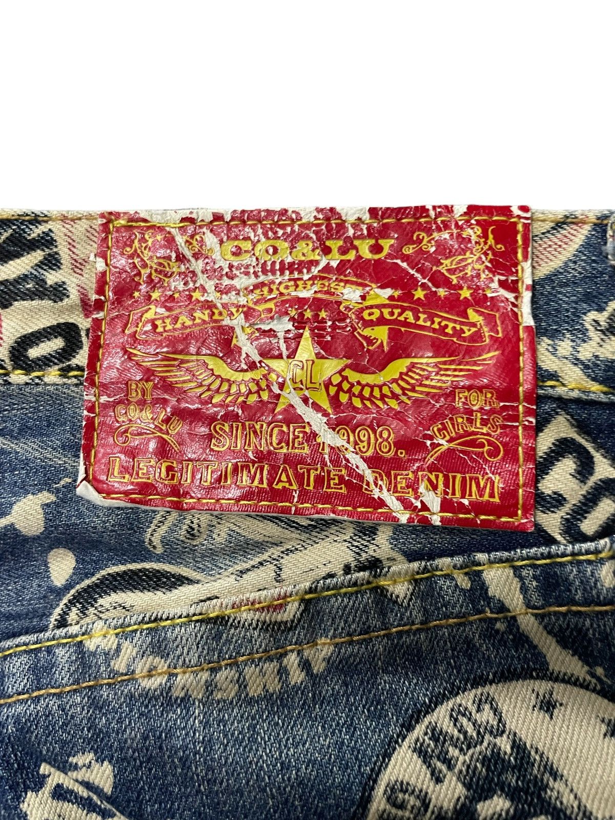 14th Addiction × Hysteric Glamour Co & Lu Japan AOP 666 Hysteric Glamour Styled Denim Pants Size US 29 - 11 Thumbnail