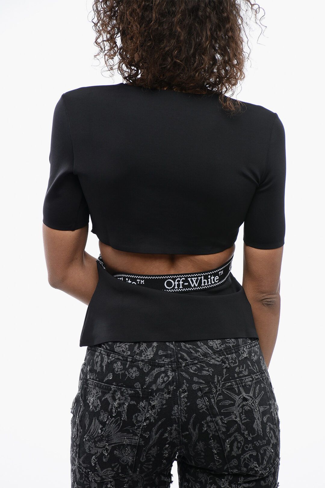 Off-White og1mm1125 Short Sleeved Tight-Fitting Top in Black Size S / US 4 / IT 40 - 2 Thumbnail