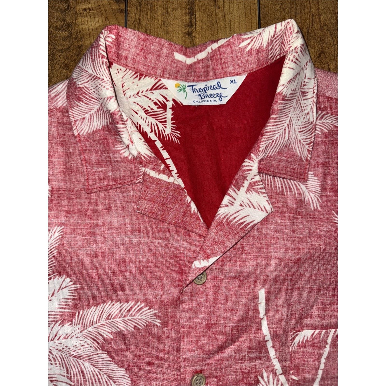 ALOHAS × Vintage Vintage 70s Aloha Shirt Red Palm Tree Print Single Stitch Size US L / EU 52-54 / 3 - 5 Thumbnail
