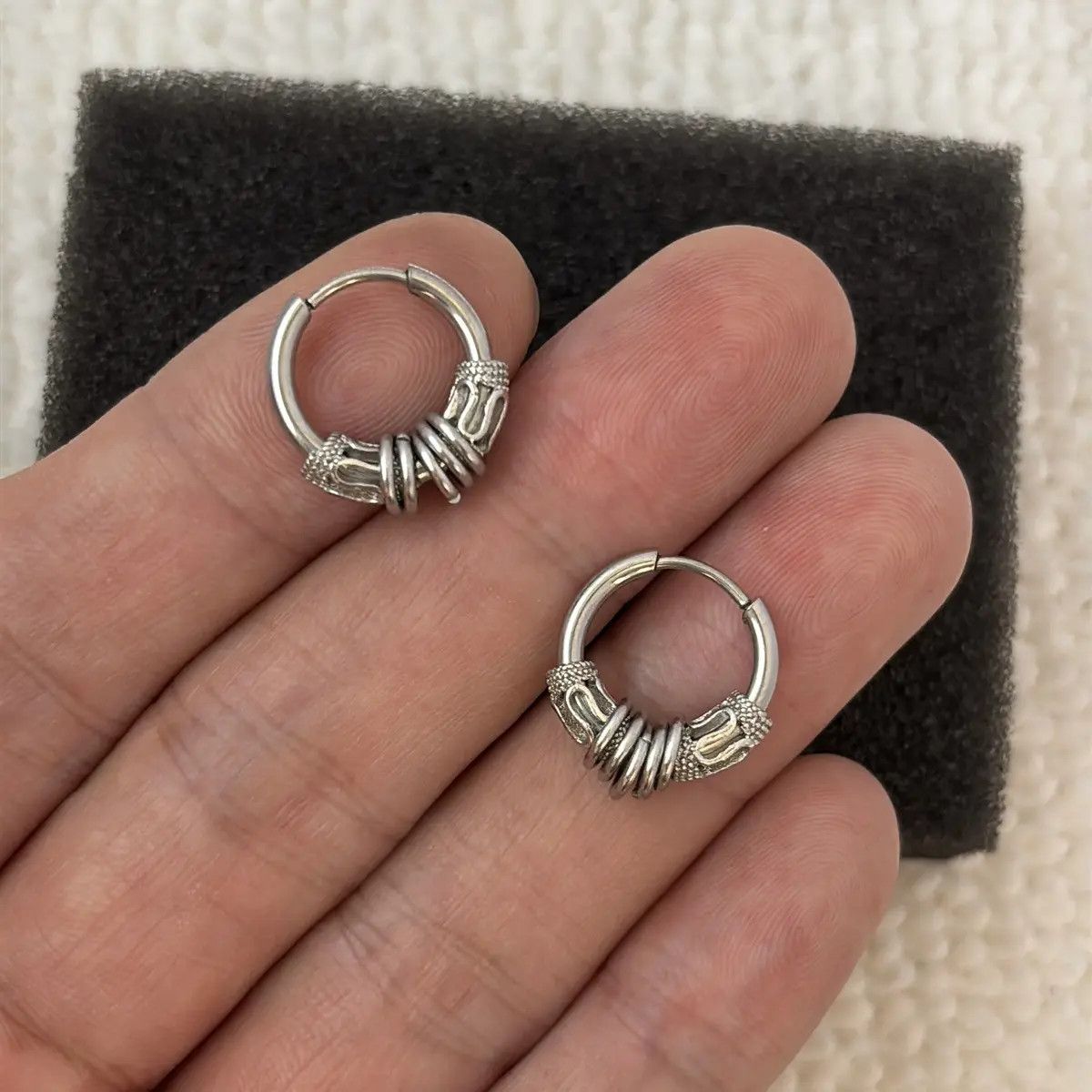 Jewelry 15mm Small Silver Hoop Earrings for Men Women Hip Hop Punk Size ONE SIZE - 1 Thumbnail