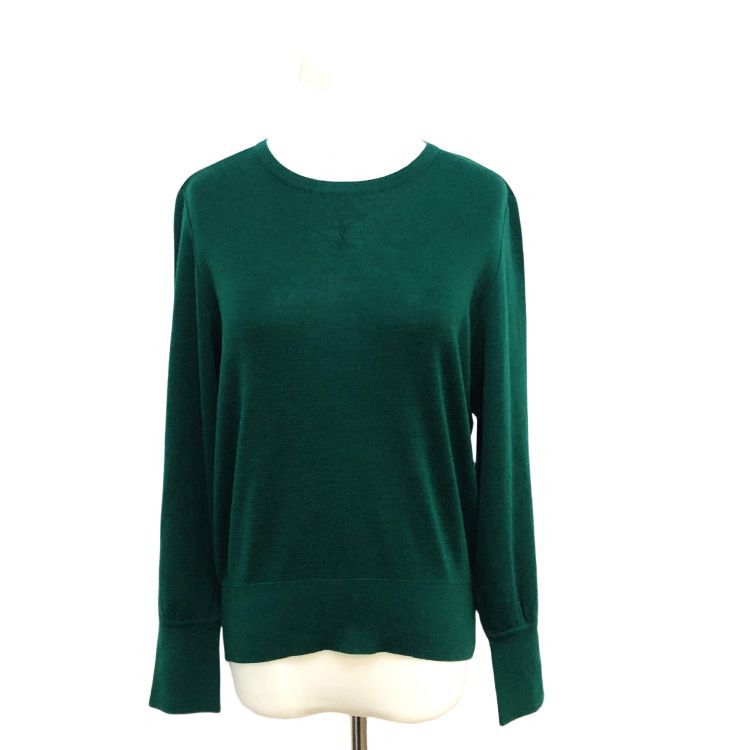 Saint Laurent Paris Saint Laurent Green Logo Knit Sweater Size M Size M / US 6-8 / IT 42-44 - 1 Thumbnail