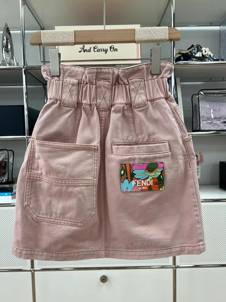 Fendi Fendi Cherry blossom pink cotton high-waist skirt Size 24" / US 00 / IT 34 - 2 Thumbnail