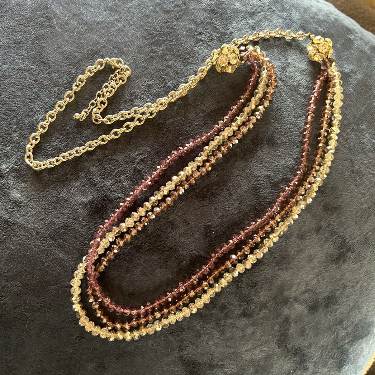 Other Triple strand faceted glass crystal rhondelle disco necklace Size ONE SIZE - 6 Thumbnail
