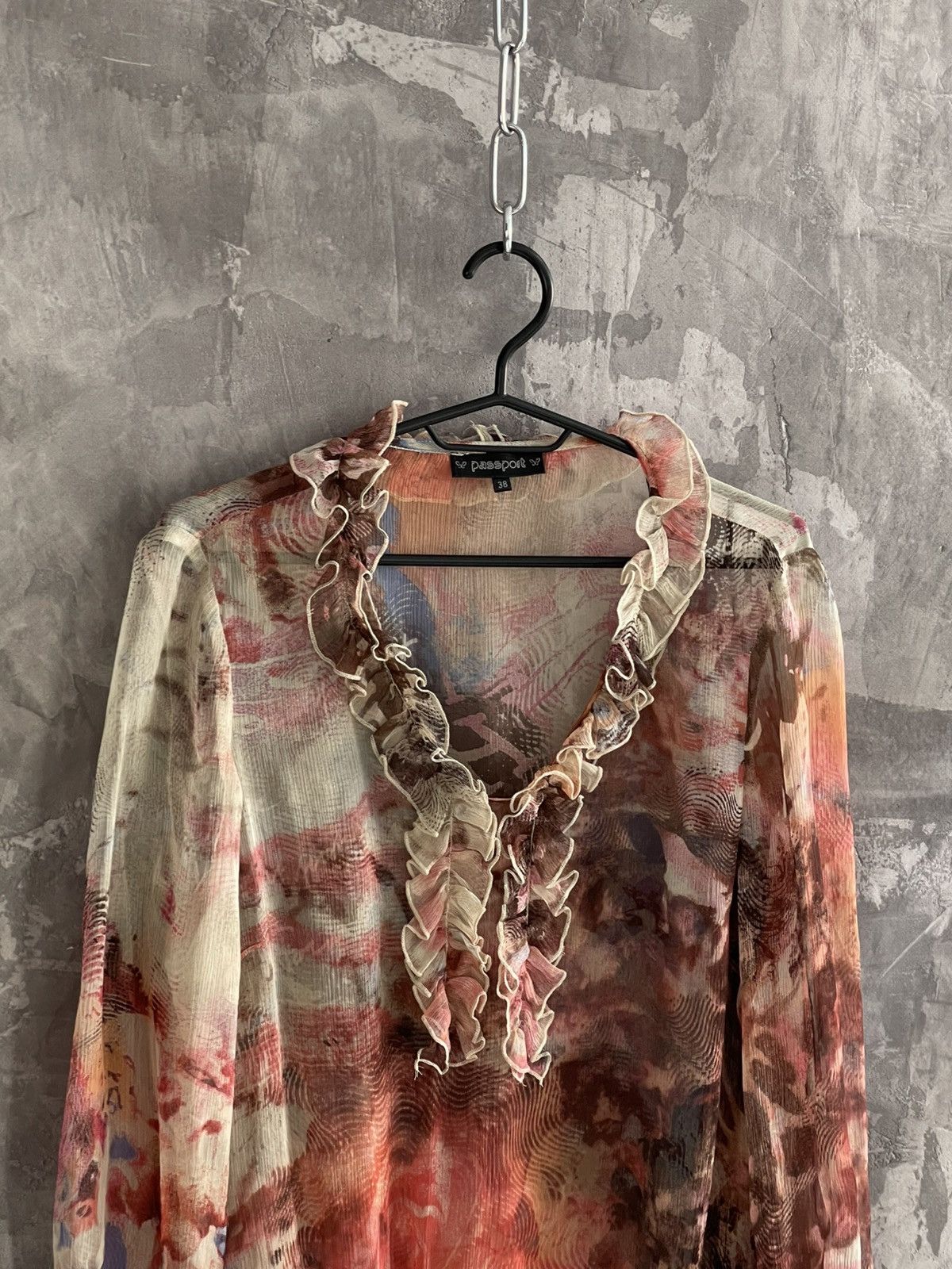 Hysteric Glamour × Le Grande Bleu (L.G.B.) Y2K Avant Garde Mesh Coloured Long Sleeve Blouse Size M / US 6-8 / IT 42-44 - 7 Thumbnail