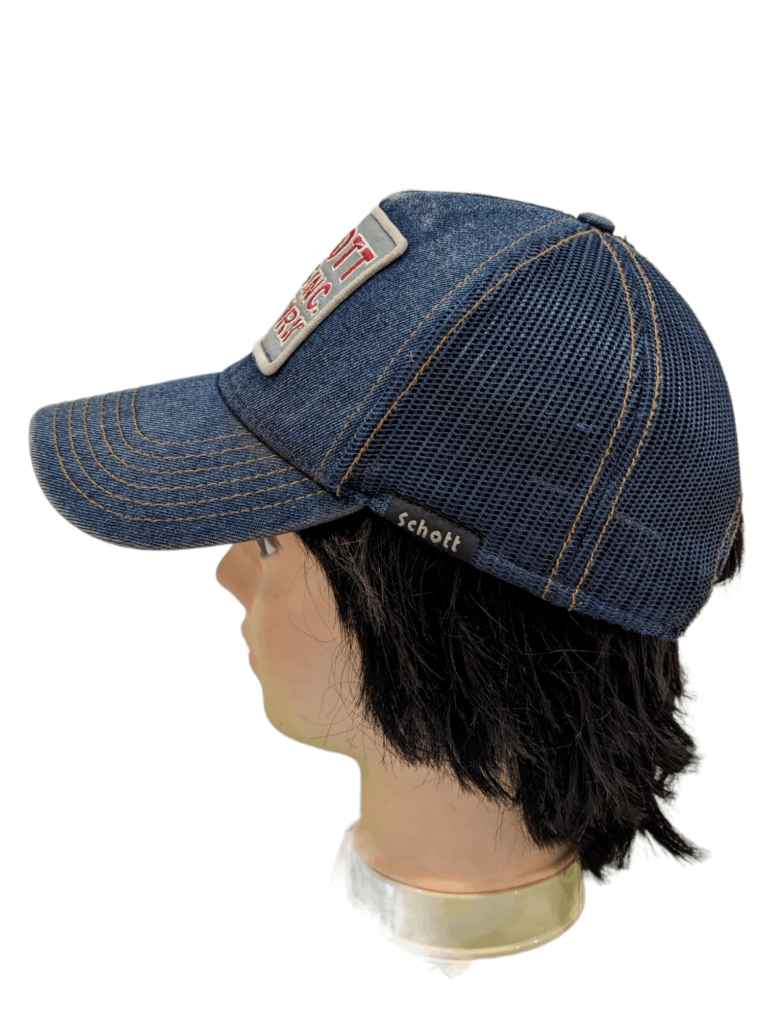 Schott SCHOTT DENIM DISTRESSED TRUCKER HAT CAP Size ONE SIZE - 5 Thumbnail