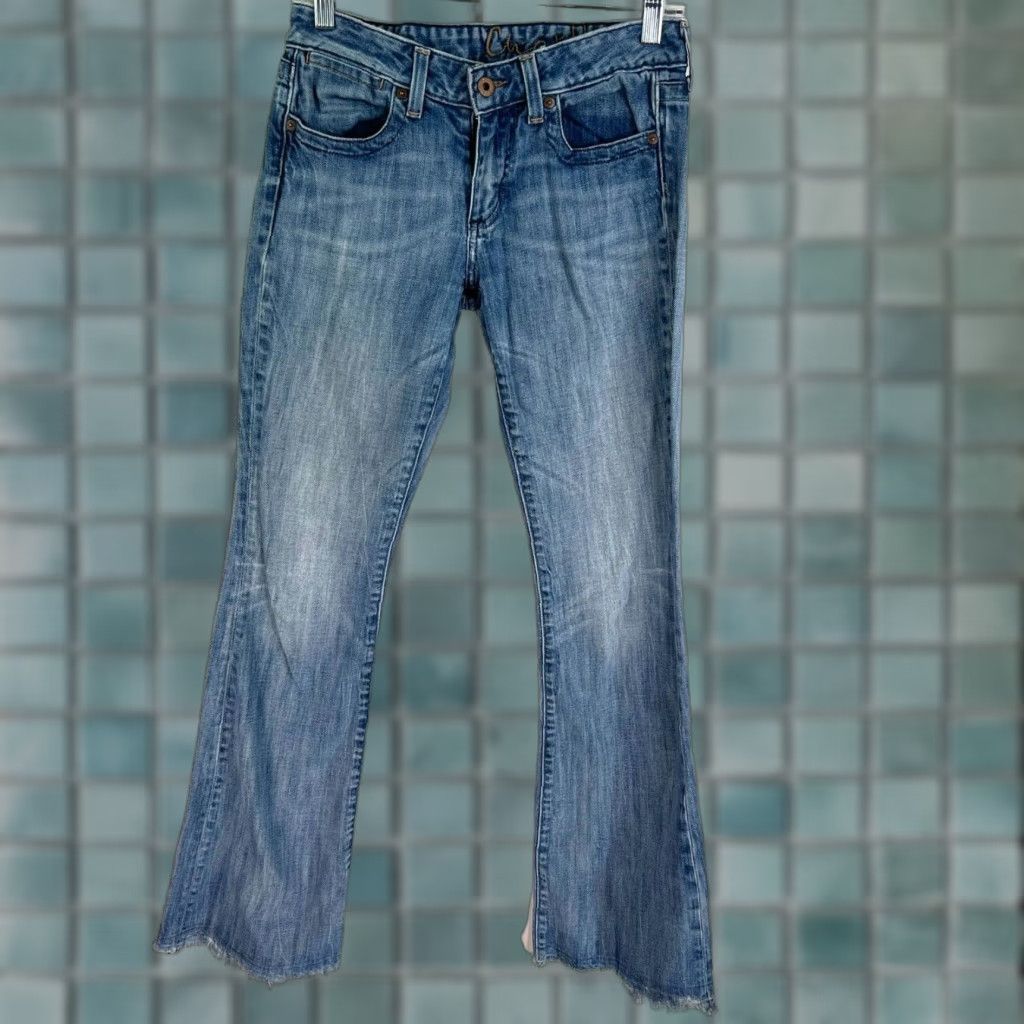 Vintage Chip & Pepper Womens Jeans Wide-Leg Distressed Denim 27 Blue 30X33 90s Bohemian Retro Distressed Zip Button Embroidered Cotton Blend Jeans Womens Size 27" / US 4 / IT 40 - 1 Thumbnail