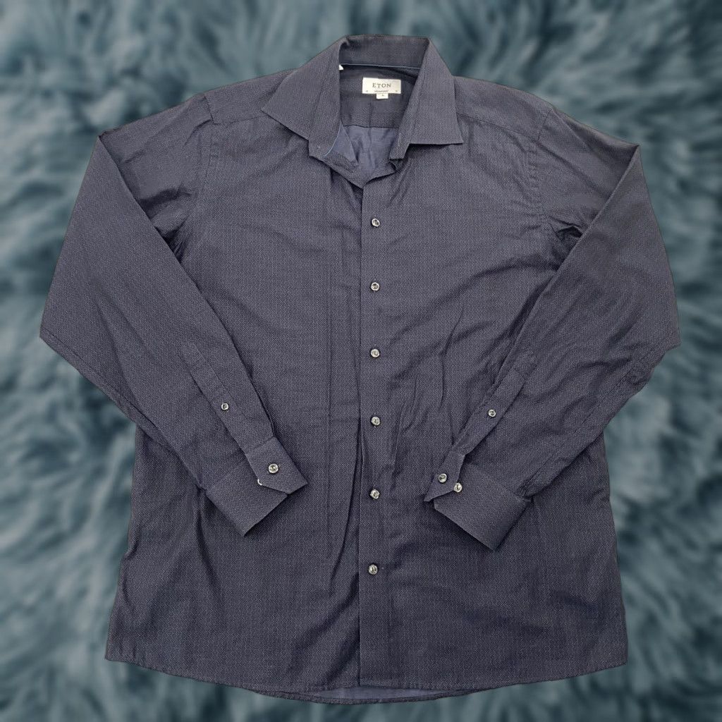 Eton VINTAGE Eton Shirt Men XL Blue Cotton Twill Button-Down Long Sleeve Dress Shirt 17/43 Size US XL / EU 56 / 4 - 1 Thumbnail