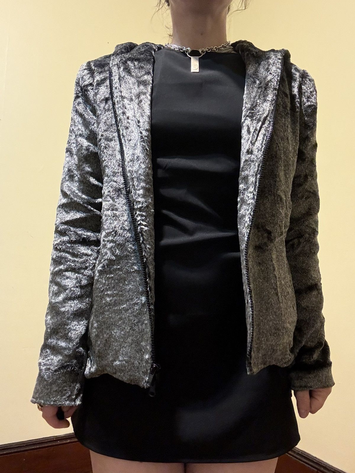 Oscar De La Renta Oscar De La Renta Thick SOFT Lined Gray Shimmer VELVET Size M / US 6-8 / IT 42-44 - 4 Thumbnail
