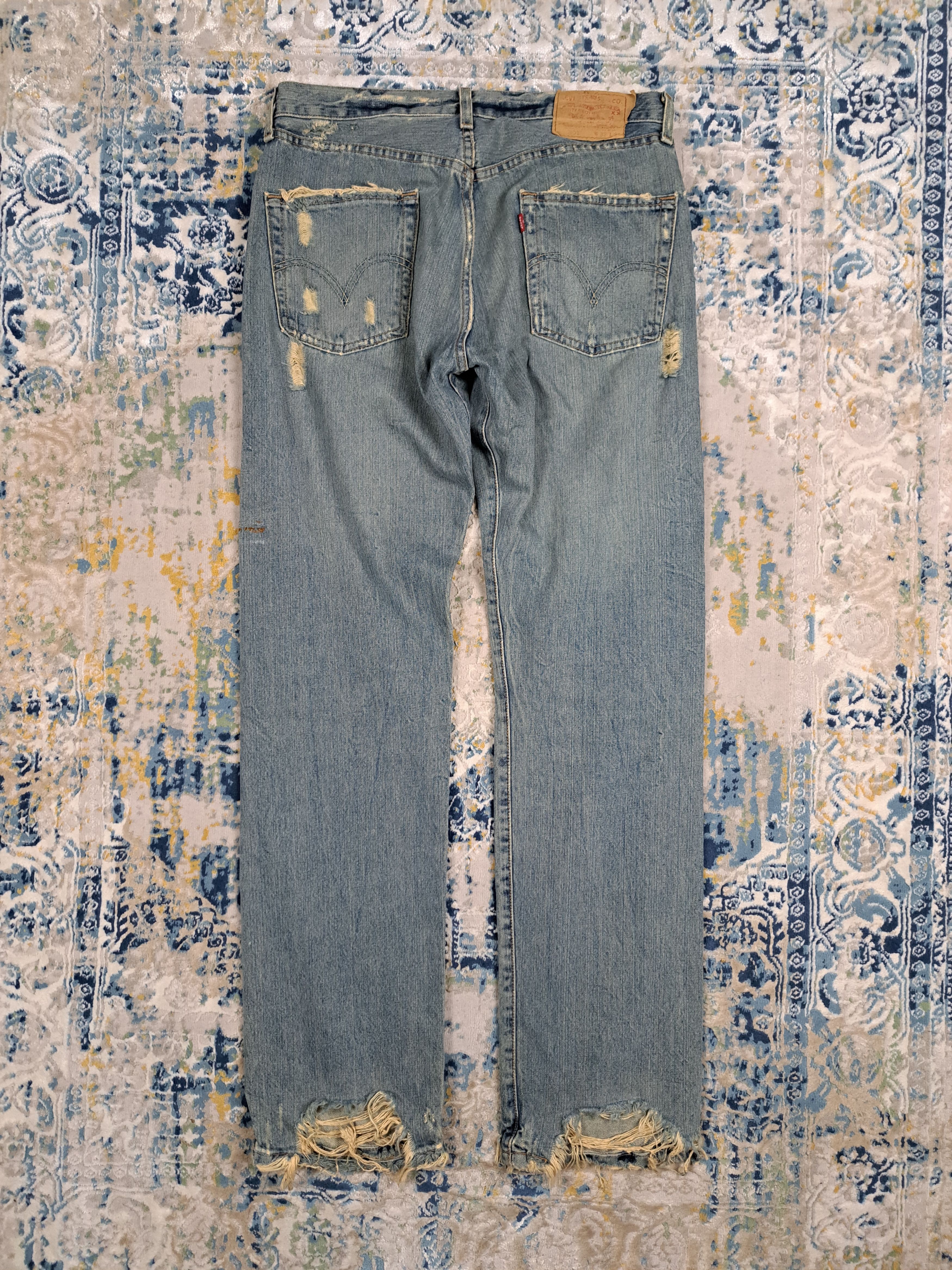 Levi's Vintage Levis 501 OG Miner's Distressed Denim Gold Button Size US 32 / EU 48 - 2 Thumbnail