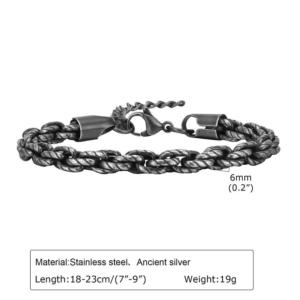 Jewelry Twisted Stainless Steel Chain Bracelet Size ONE SIZE - 4 Thumbnail