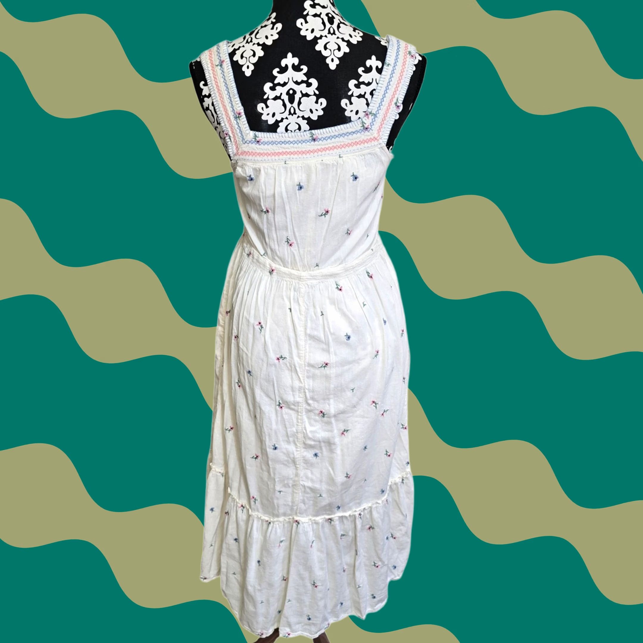 denim western dress puff sleeve smocked tiered Maxi feminine edge 11 Easy Matching Christmas Ribbon Decoration Size:EU 32
