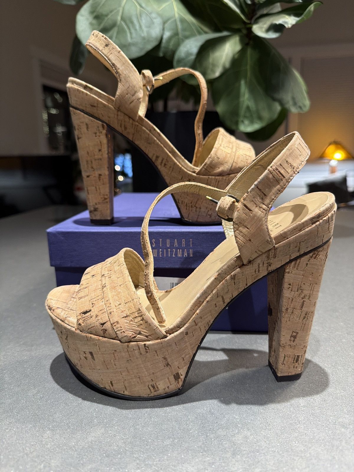 Stuart Weitzman Stuart Weitzman Brass Lame Cork Size US 6.5 / IT 36.5 - 6 Thumbnail
