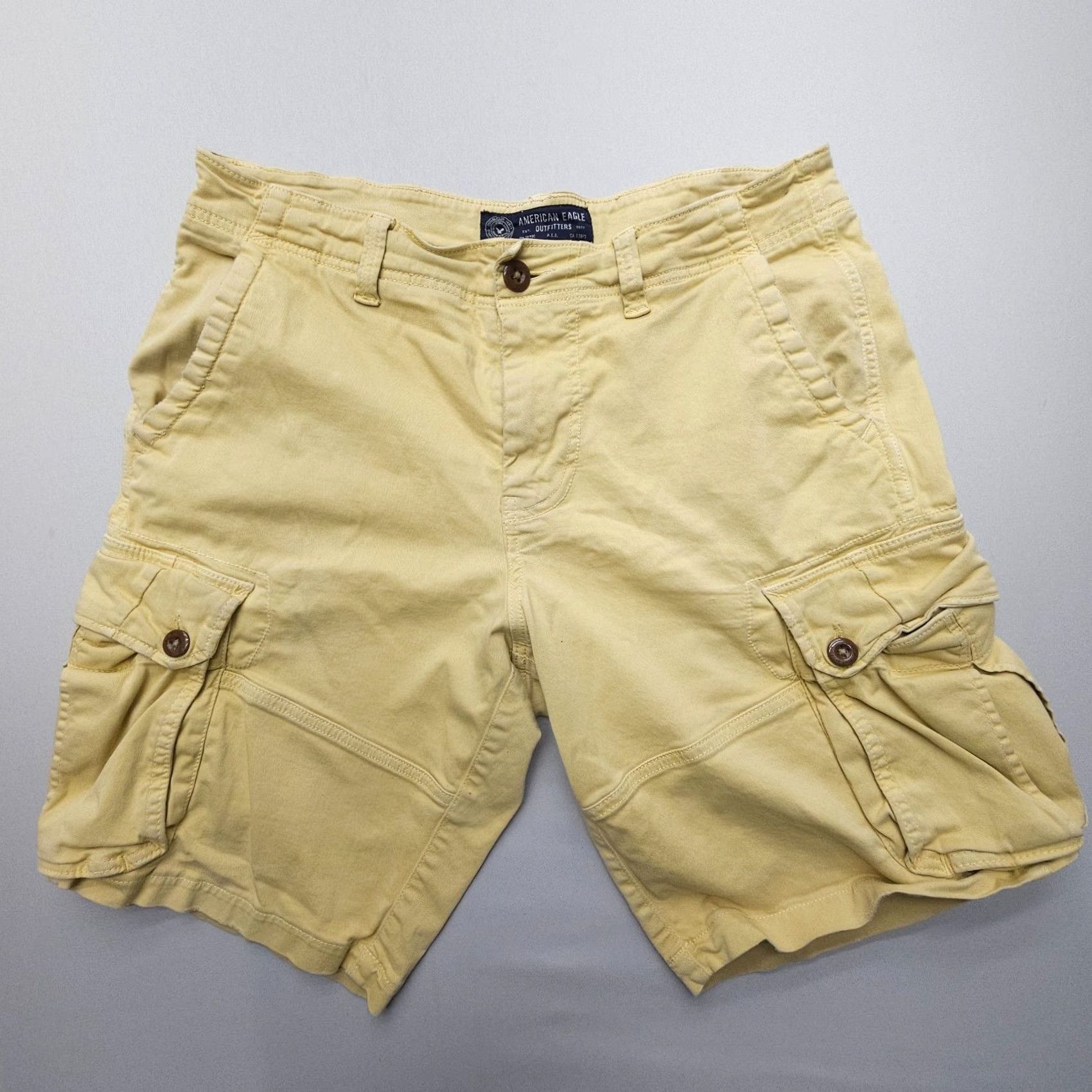 American Eagle Outfitters American Eagle Outfitters Cargo Shorts Mens 31 Yellow Pockets Twill Cargo Short MENS Regular 31 Yellow Size US 31 - 2 Thumbnail